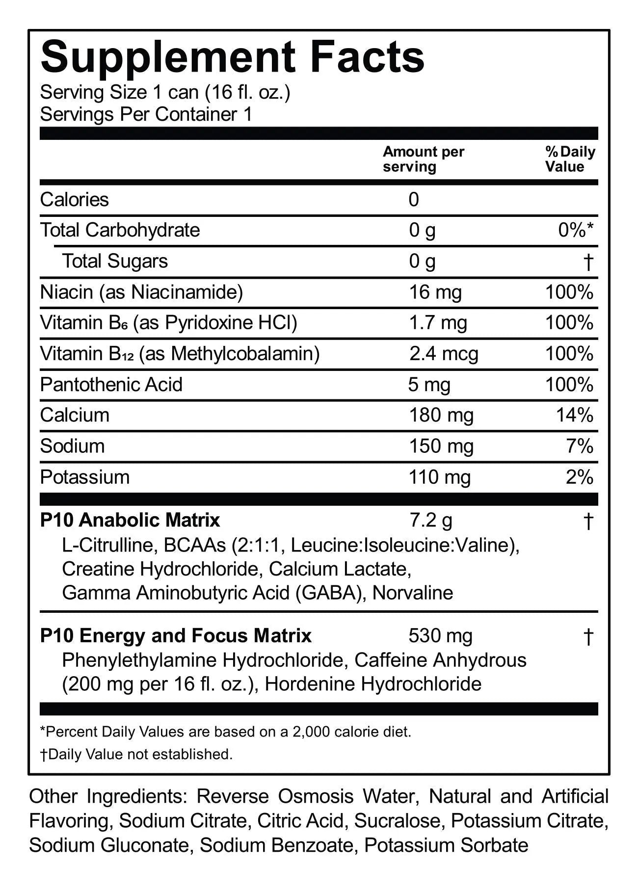 P10 Performance Sugar-Free Pre Workout Drink - 12-Pack, Fruit Blast, 12oz Cans - Energy P10 Performance Au supplements