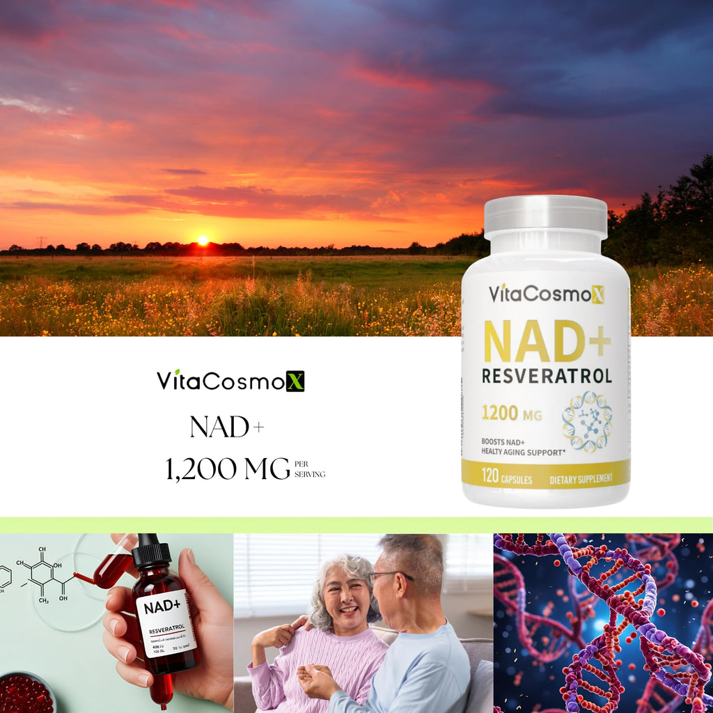 VitaCosmoX NAD+ Supplement 1,200mg per Serving,120 Capsules (Nicotinamide Adenine Dinucleotide) - 60 Servings, Gluten-Free, Vegan VitaCosmoX Au supplements