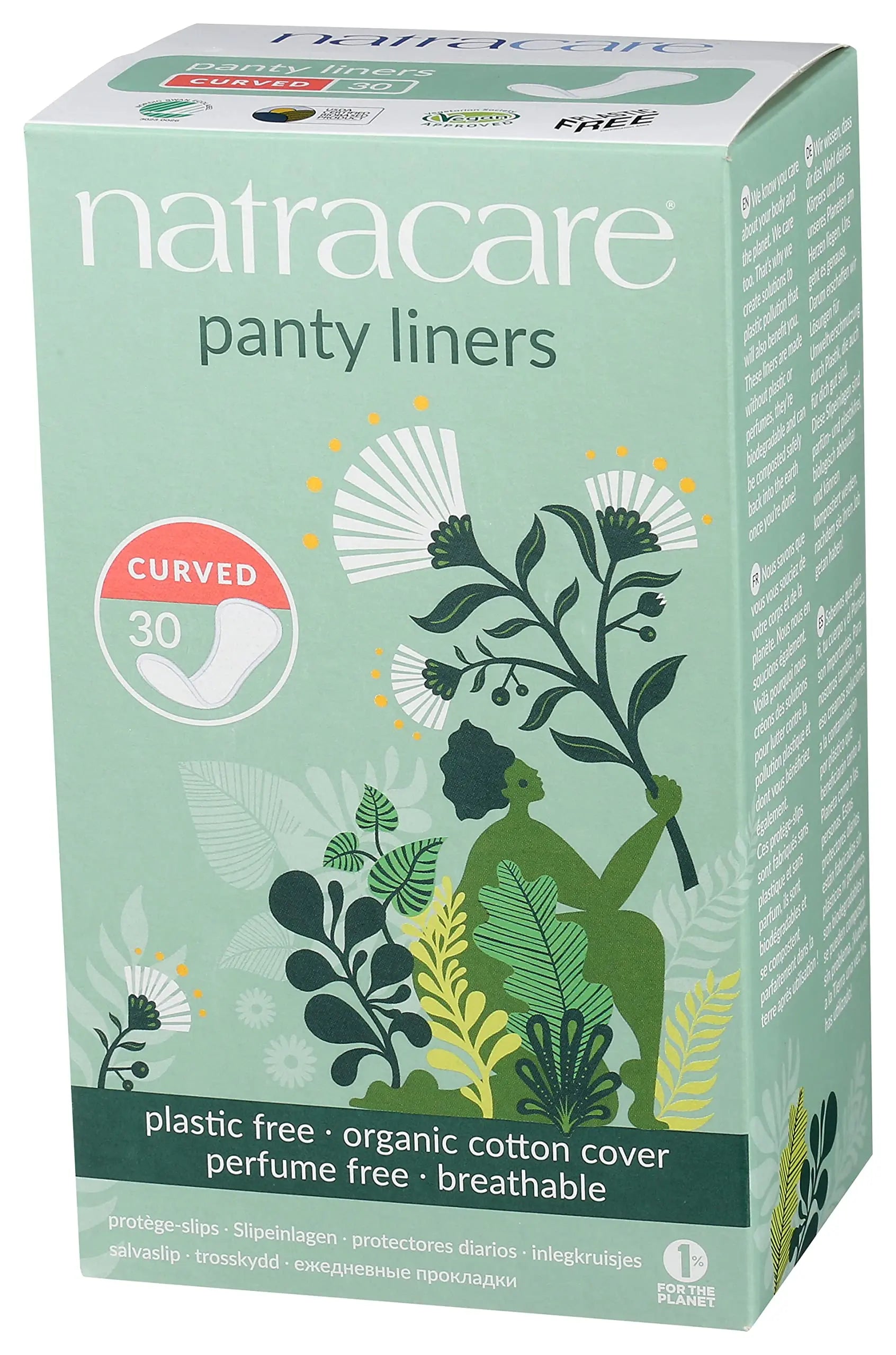 Natracare Natural Organic Curved Panty Liners, with Certified Organic Cotton, Ecologically Certified NATRACARE Au supplements
