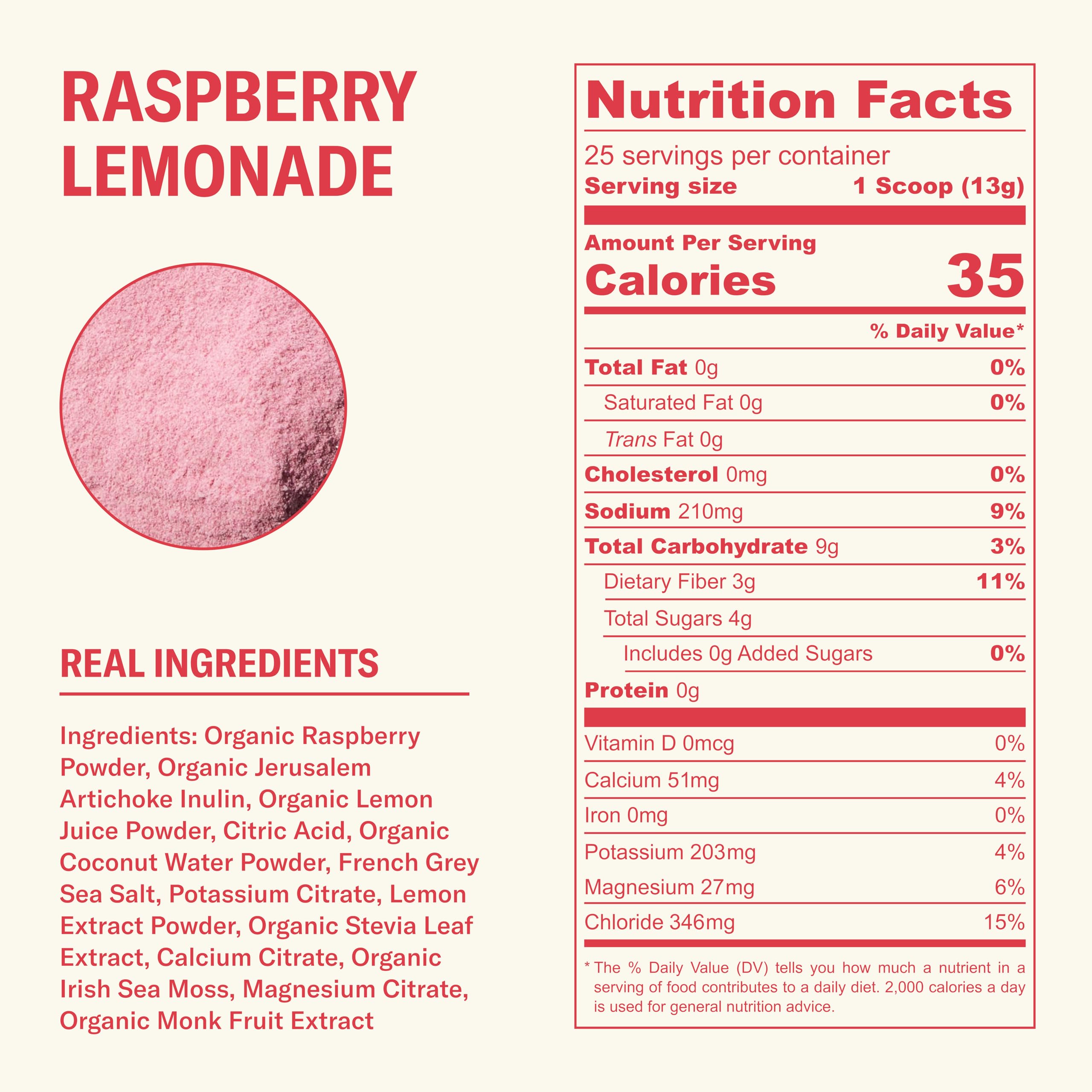 Ballerina Farm Farmer Hydrate, Daily Electrolytes Powder, Raspberry Lemonade, Hydration Drink Mix with Organic Coconut Water, Irish Sea Moss, Sea Salt, Prebiotic Fiber, No Added Sugar, 25 Servings