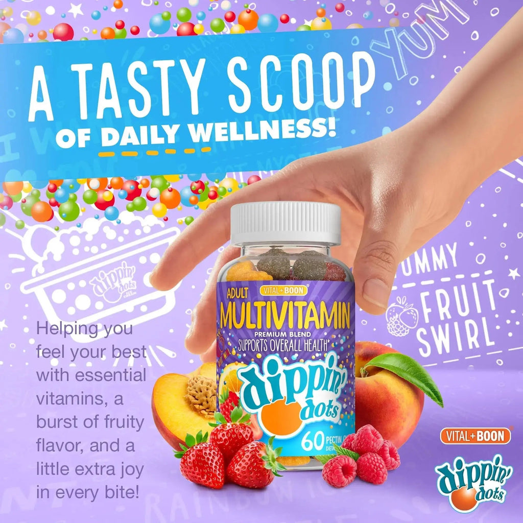 Vital+Boon Dippin' Dots - Multivitamin Gummies for Adults - Gummy Vitamins with Vitamin A, B6, C, D3, E & Folic Acid - Vegetarian Vital+Boon Au supplements