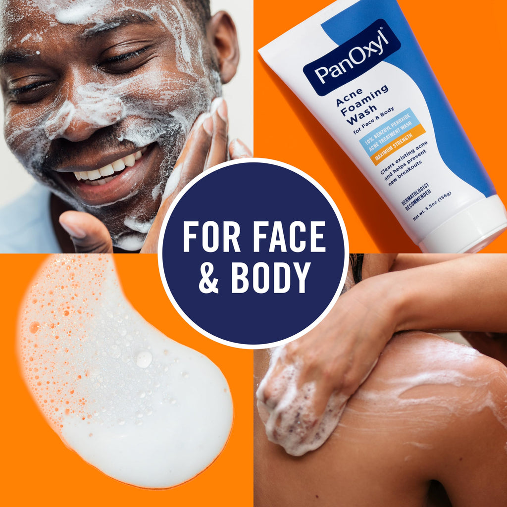 PanOxyl 10% Benzoyl Peroxide Acne Foaming Wash, Maximum Strength, Daily Acne-Fighting