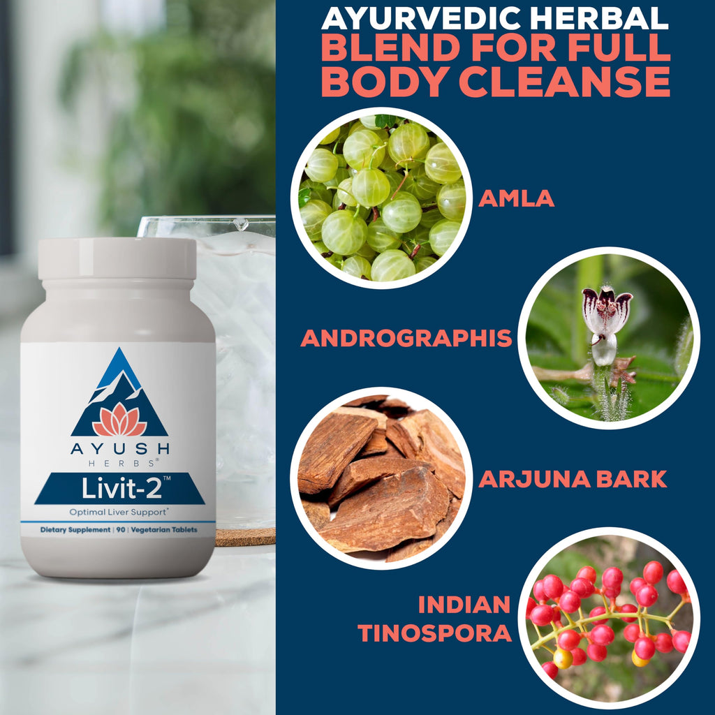 Ayush Herbs Livit-2 - Liver Care, Liver Support Supplement for Women & Men with Andrographis & Picrorhiza, Liver Pills Made with Organic Ingredients - 90 Servings