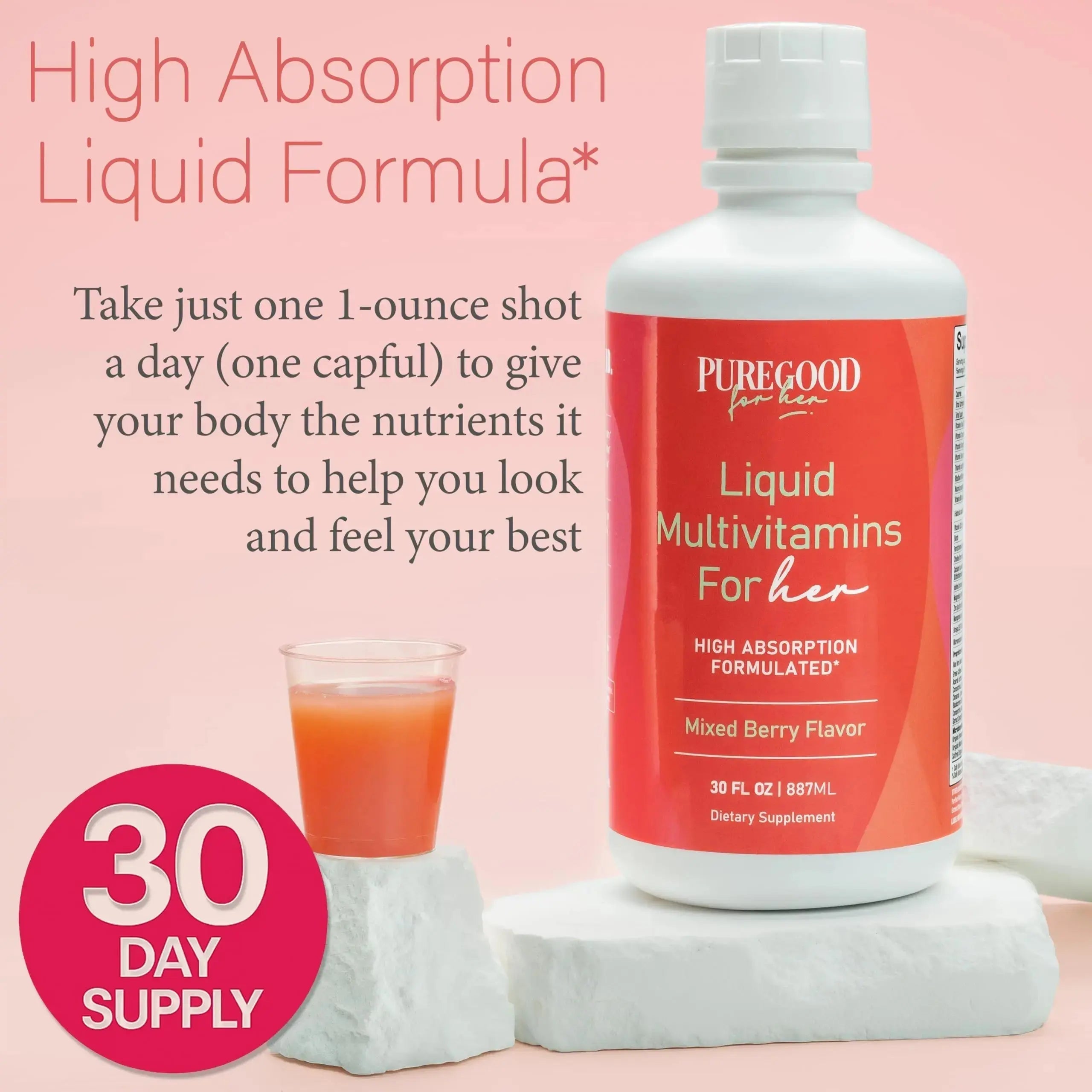 PureGood Women’s Liquid Multivitamin | 70+ Nutrients, Superfoods & Omegas | High Absorption Daily Supplement | PureGood Au supplements
