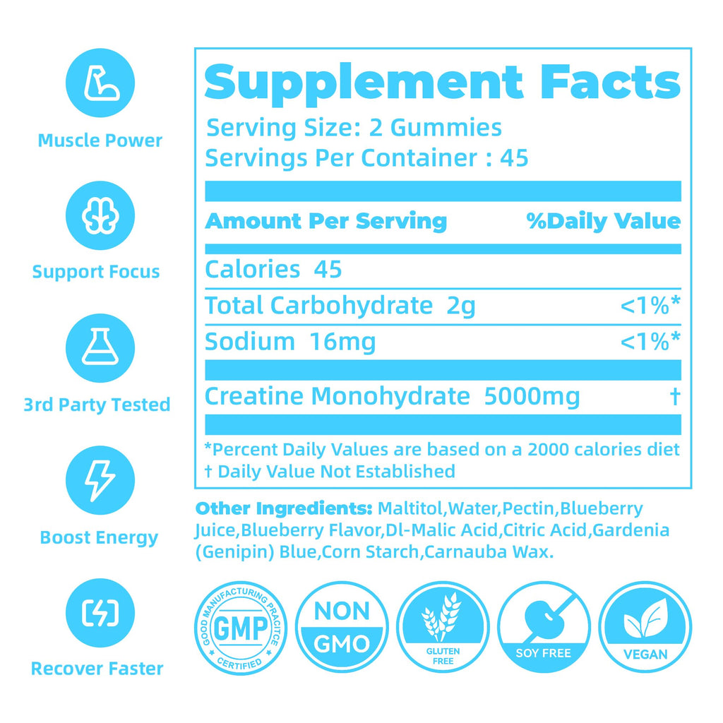 novomins Creatine Monohydrate Gummies 5000mg for Men & Women, Chewables Creatine Monohydrate for Muscle Strength, Muscle Builder, Energy Boost, Pre-Workout Supplement