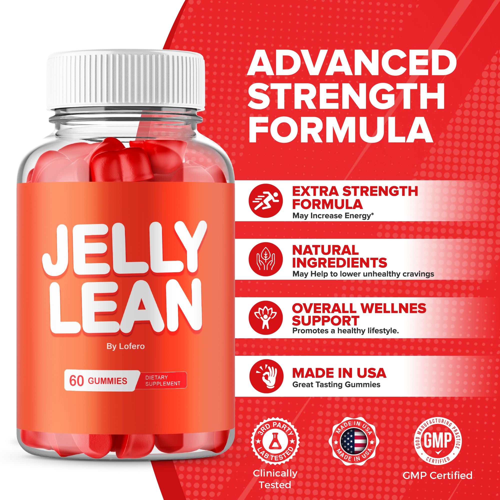 (2 Pack) Jelly Lean Gummies, JellyLean Gummys Loss Support Formula, Premium All-Natural Ingredients Advanced Maximum Strength for Overall Health & Wellness Supplement