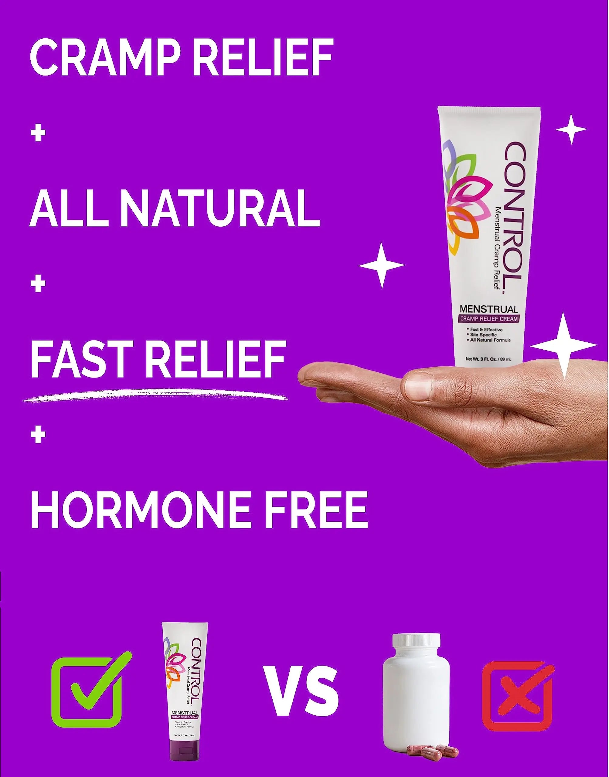 CONTROL, Menstrual Cramp Relief Cream, Topical Pain Relief for Period Cramps and PMS, Period Relief CONTROL Au supplements