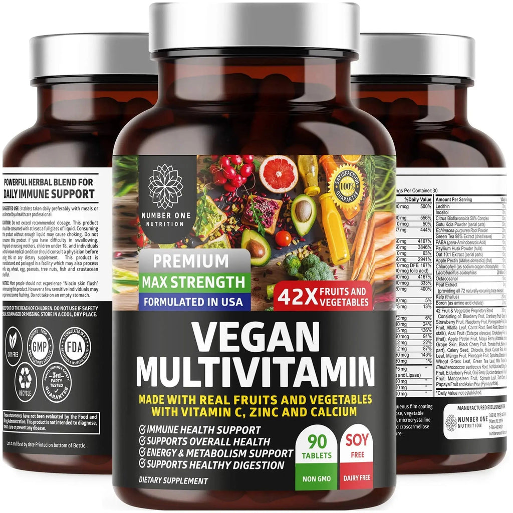 N1N Premium Plant Based Multivitamin [42 Powerful Ingredients] Men & Women Daily Multivitamins with Raw Veggies and Fruits, Probiotics Number One Nutrition Au supplements