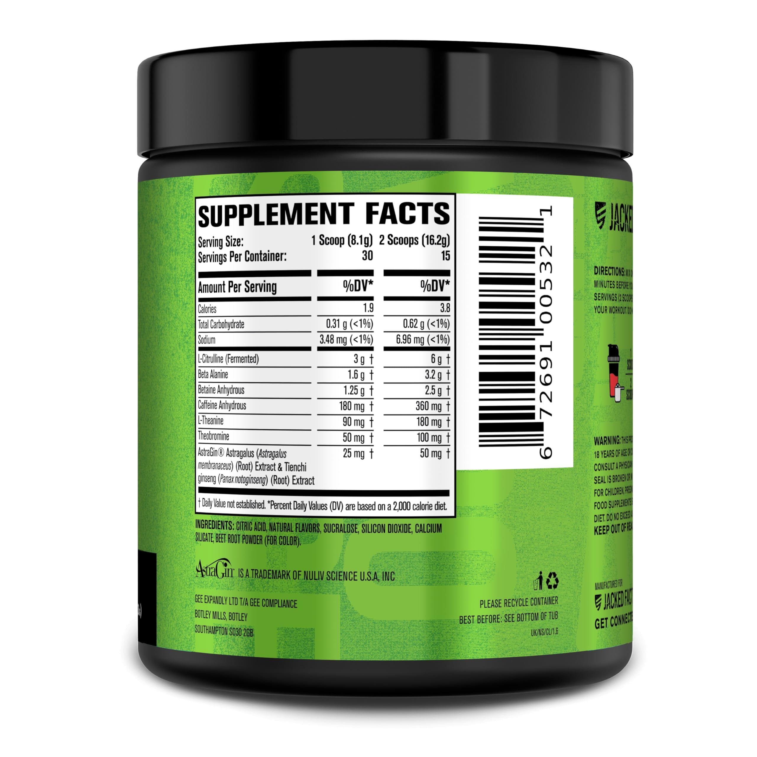 Jacked Factory NITROSURGE Pre Workout Supplement - Endless Energy, Instant Strength Gains, Clear Focus, Intense Pumps - NO Booster & Preworkout Powder with Beta Alanine