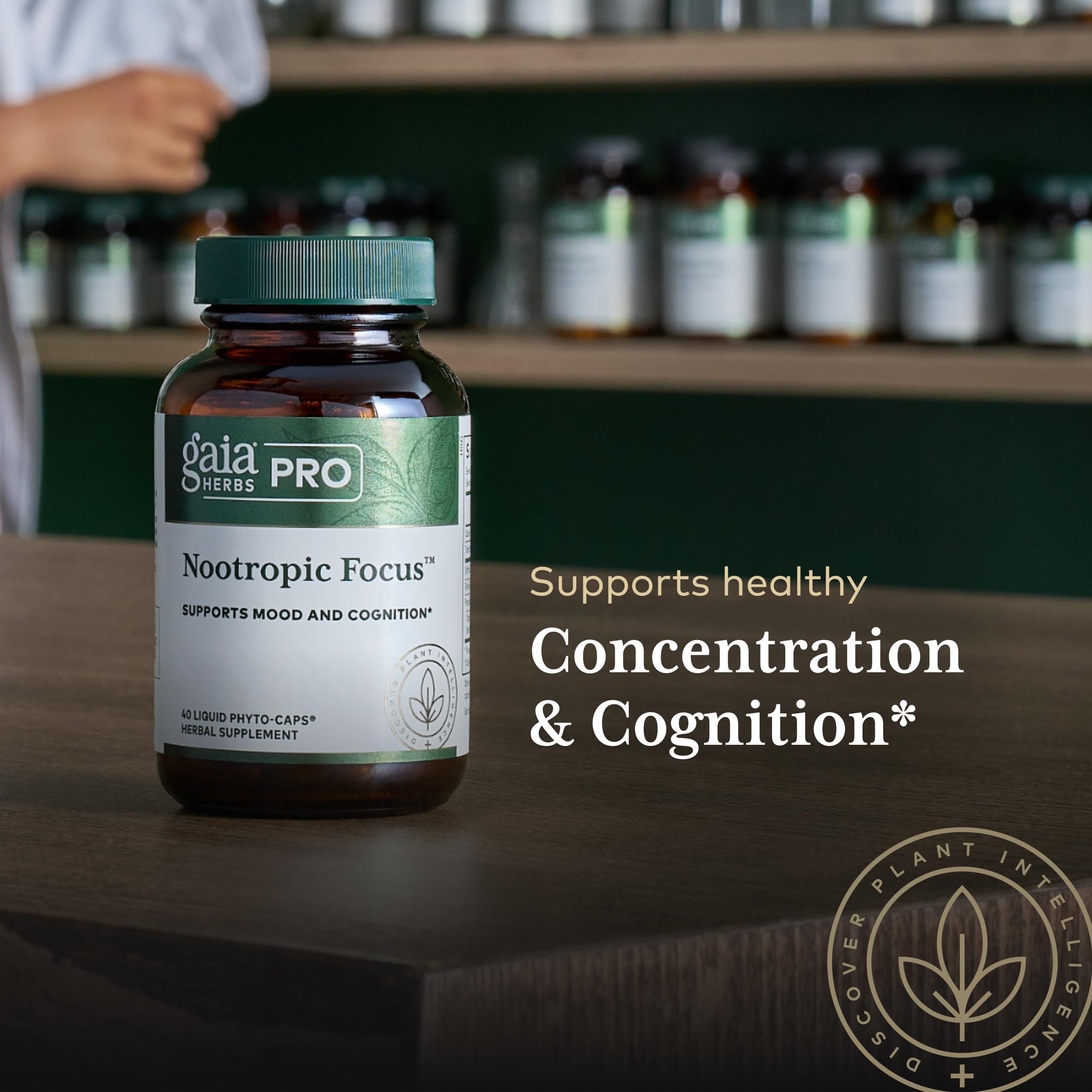 GAIA HERBS PRO Nootropic Focus - Brain Health Support Supplement* - Nootropic Supplement with Saffron, Ginkgo Leaf Extract & Lemon Balm - Vegan, Gluten-Free - 40 Liquid Phyto-Caps (20 Servings) Gaia Herbs PRO Au supplements