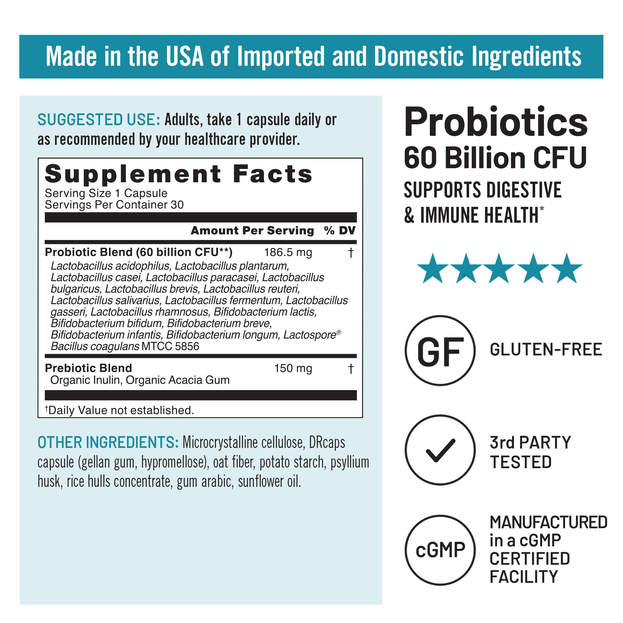 NatureWise Probiotics 60 Billion CFU - 17 Strains + Organic Prebiotics - Immune, Digestive & Gut Health Support for Women & Men - Vegetarian, Gluten-Free, Non-GMO - 30 Capsules[1-Month Supply] NatureWise Au supplements