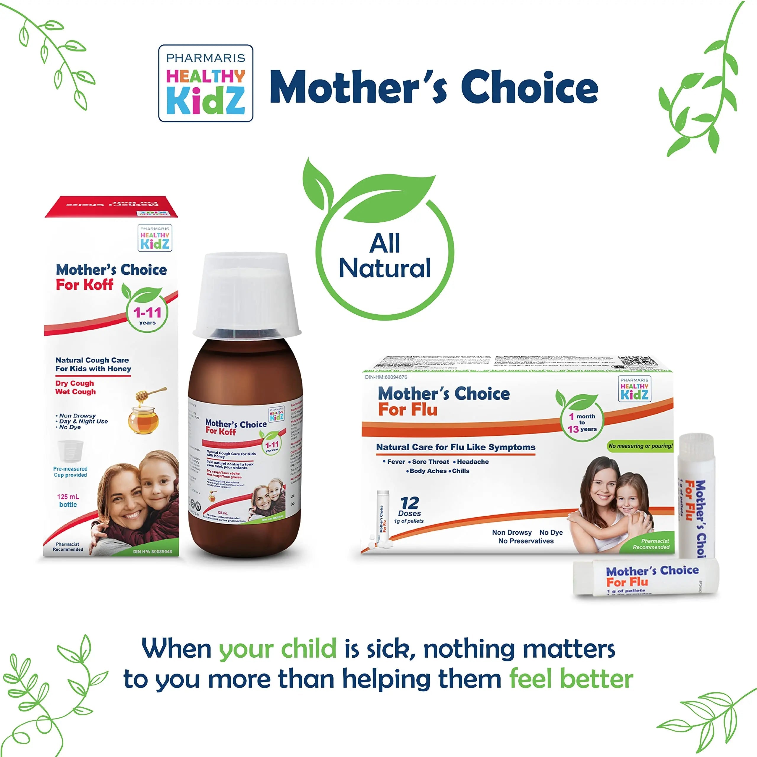 Mother’s Choice for Koff, for Dry and Wet Cough, Natural Cough Care for Kids with Honey, 125 ml PHARMARIS HEALTHY KIDZ MOTHER'S CHOICE Au supplements