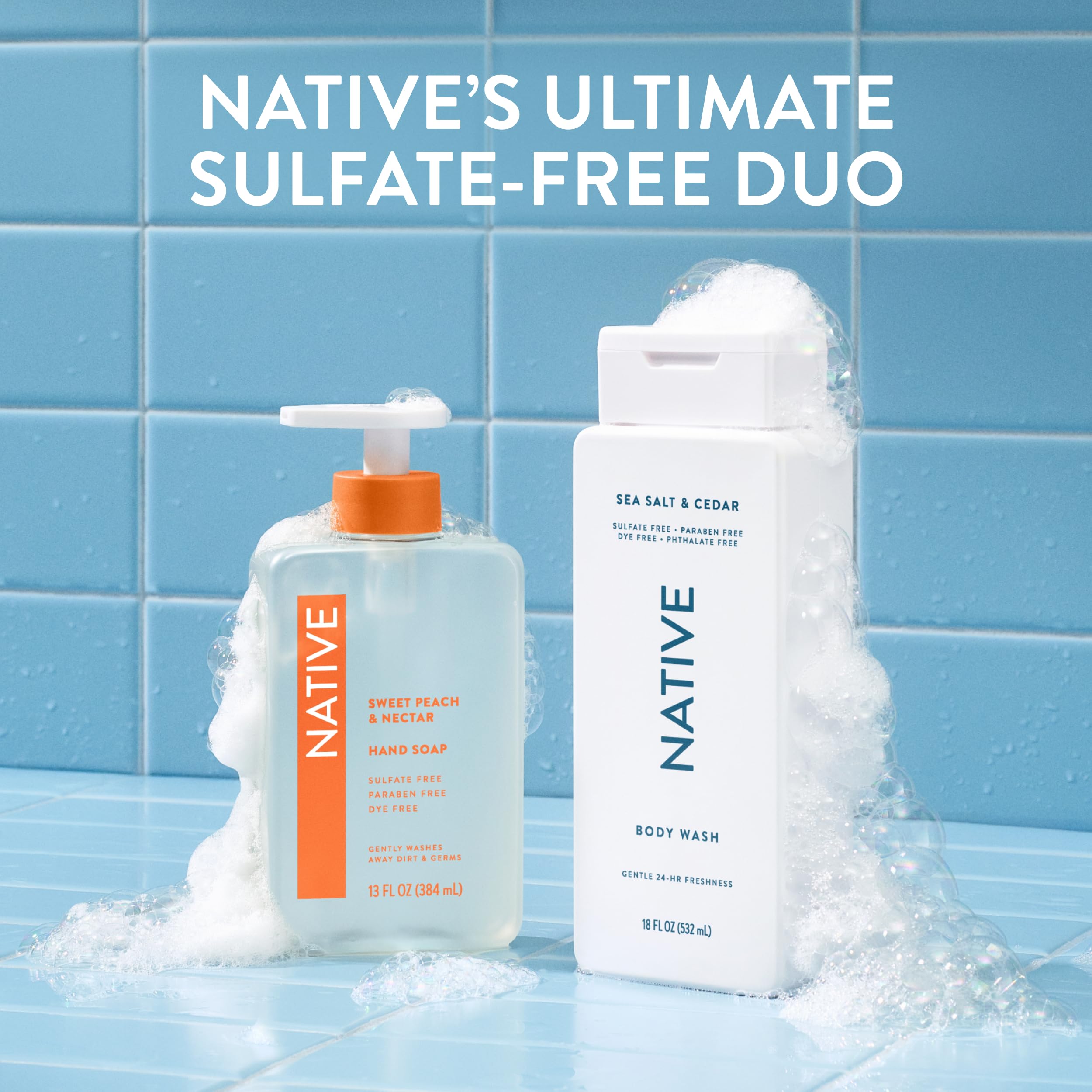 Native Body Wash Contains Naturally Derived Ingredients | For Women & Men, Sulfate, Paraben, & Dye Free Leaving Skin Soft and Hydrated | Sea Salt & Cedar 18 oz