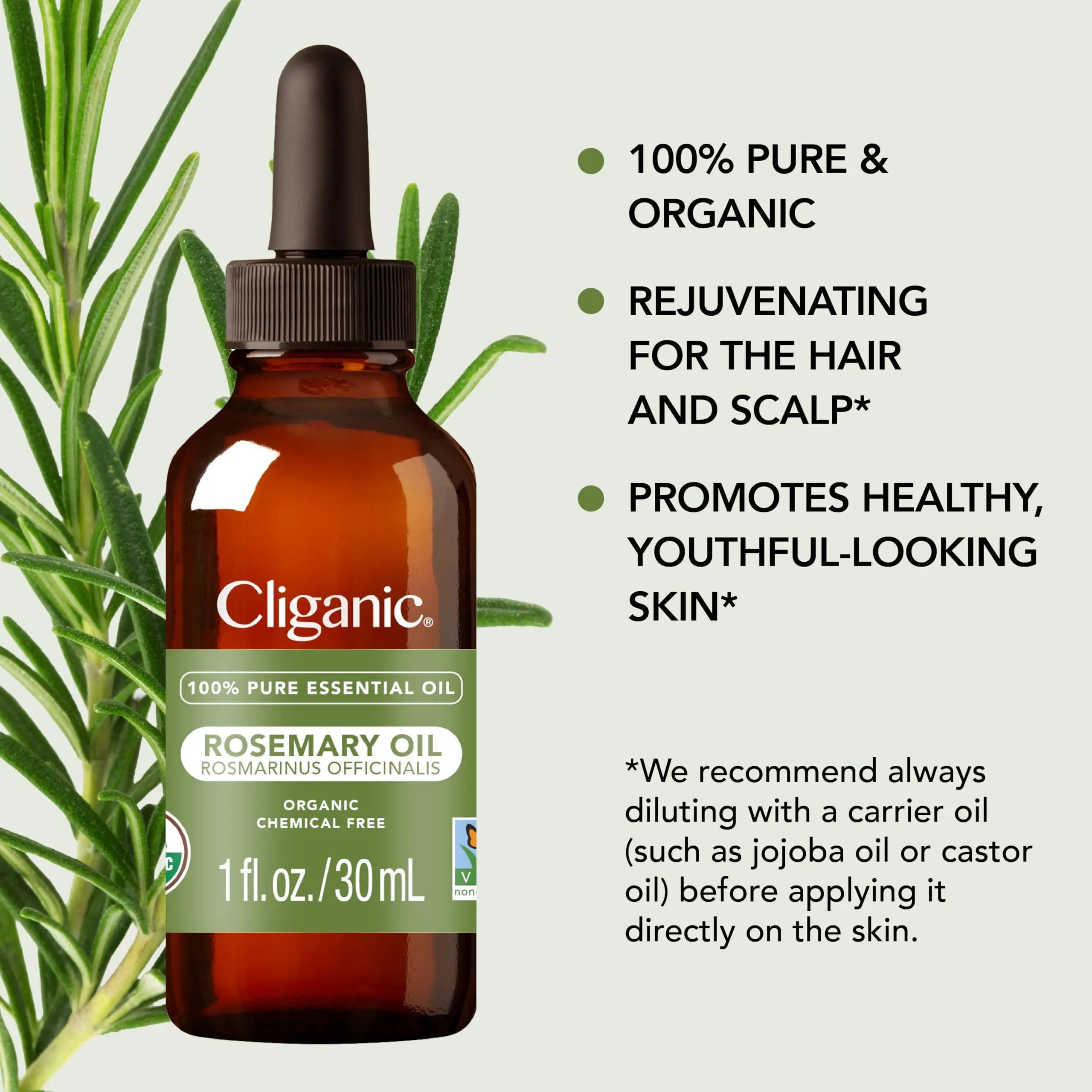 Cliganic Organic Rosemary Essential Oil for Hair, Skin, Aromatherapy - 100% Pure Natural Undiluted Cliganic Au supplements