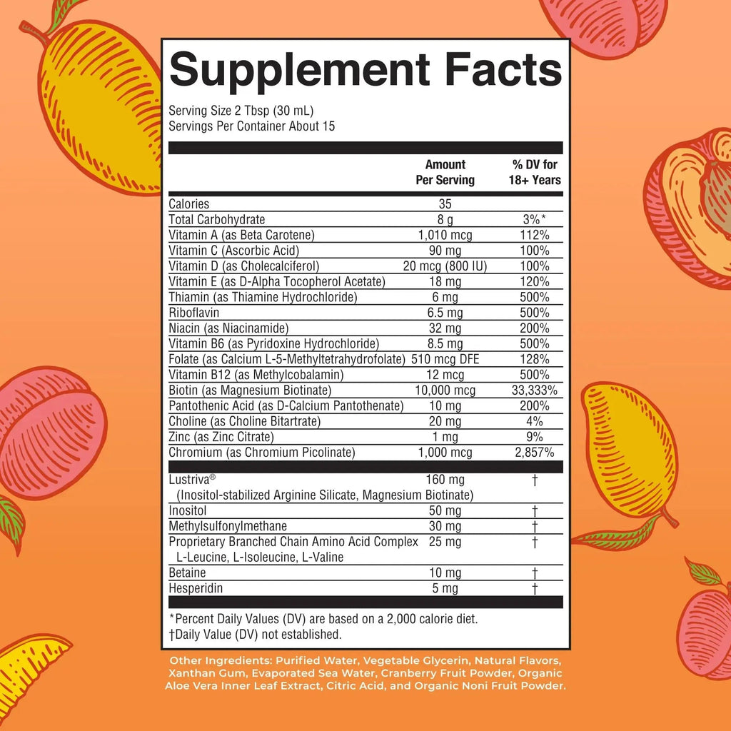MaryRuth's MaryRuth's Liquid Morning Multivitamin +Hair Growth (Peach Mango, 15.22oz) & Iron Liquid (Berry) | Clean Label Project Verified® | MARYRUTH'S Au supplements