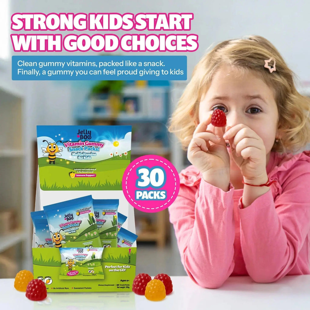 Kids Daily Multivitamin - Healthy Snacks For Kids – No Sugar, No Dyes, Monk Fruit Sweetened, Vegan, Gluten-Free- 100% Daily Value of Vitamins C, D3, Zinc Jelly.Boo Au supplements