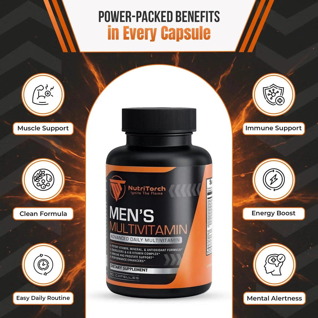 NutriTorch Multivitamin for Men – Adult Dietary Supplement with Vitamins A, C & D, Minerals & Antioxidants for Immune Support, Increased Energy NutriTorch Au supplements