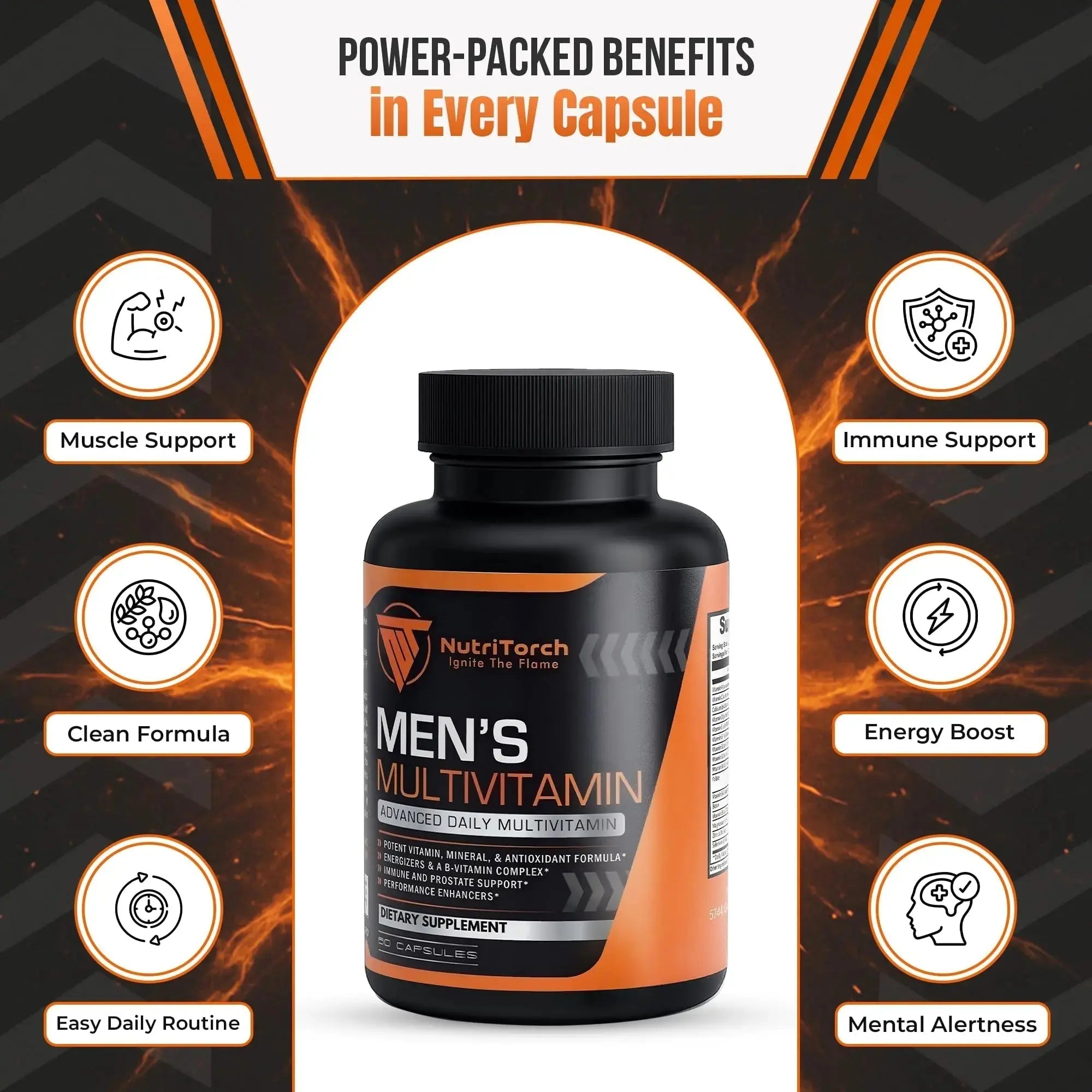 NutriTorch Multivitamin for Men – Adult Dietary Supplement with Vitamins A, C & D, Minerals & Antioxidants for Immune Support, Increased Energy NutriTorch Au supplements