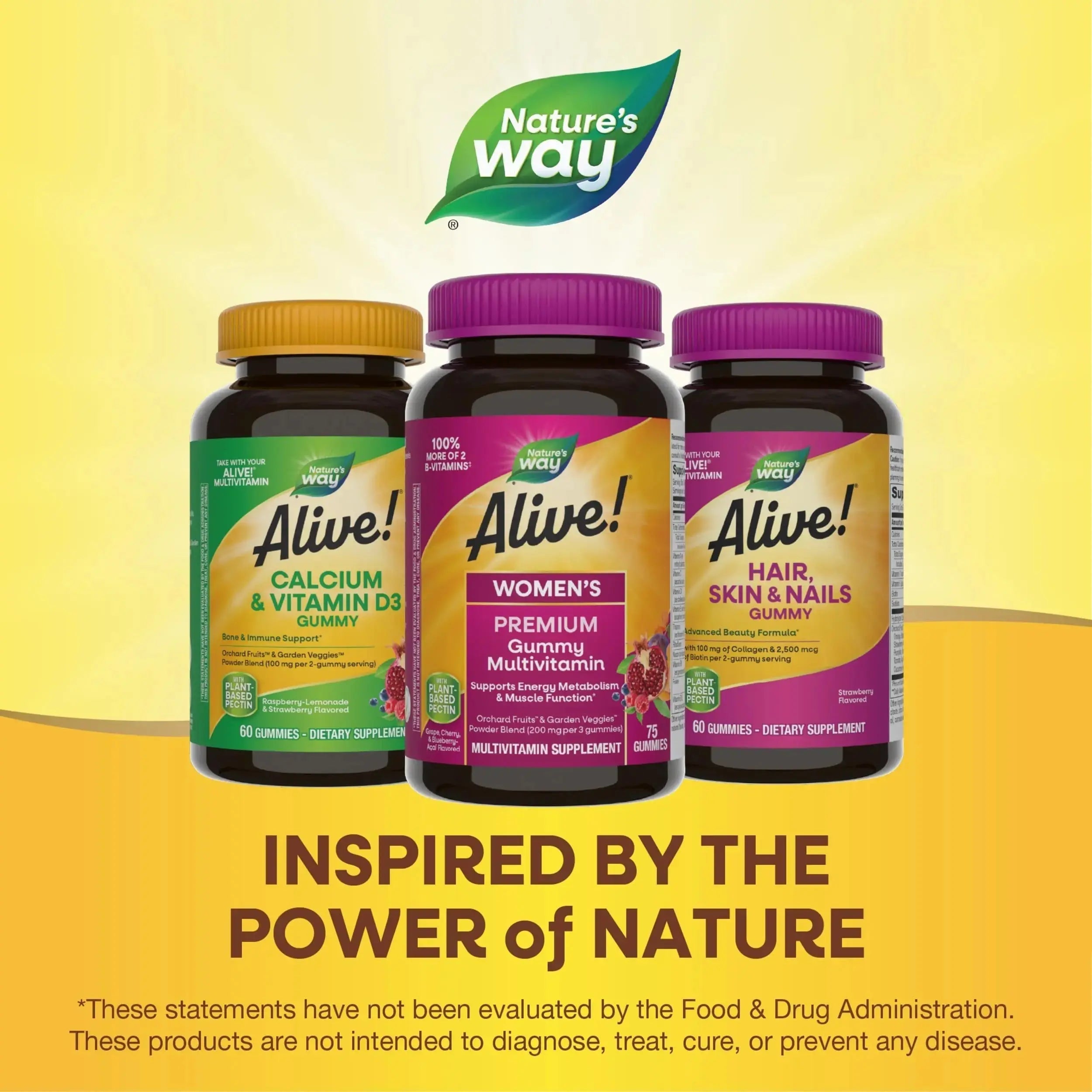 Nature’s Way Alive! Premium Women’s Gummy Multivitamin, Supports Energy Metabolism, Muscle Function*, B-Vitamins, Grape, Cherry, & Blueberry-Acai Flavored, 75 Gummies Nature's Way Au supplements
