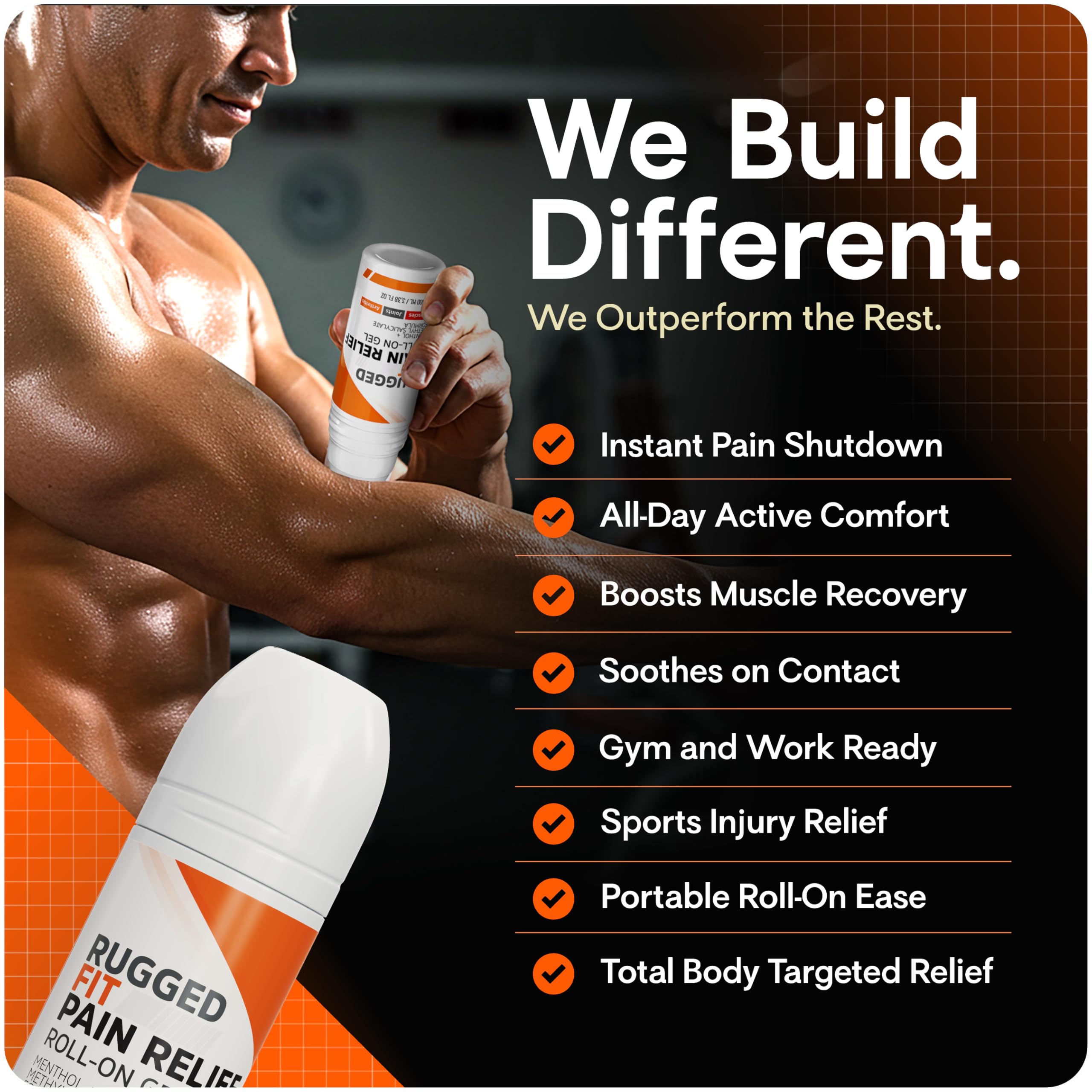 Rugged Fit Max-Strength Pain Relief Roll-On Gel – Cold & Hot Therapy with Menthol 2% + Methyl Salicylate 10% – Fast-Absorbing, Non-Greasy for Back, Arthritis, Muscle & Joint Pain – 3.38 fl oz Rugged Fit Au supplements