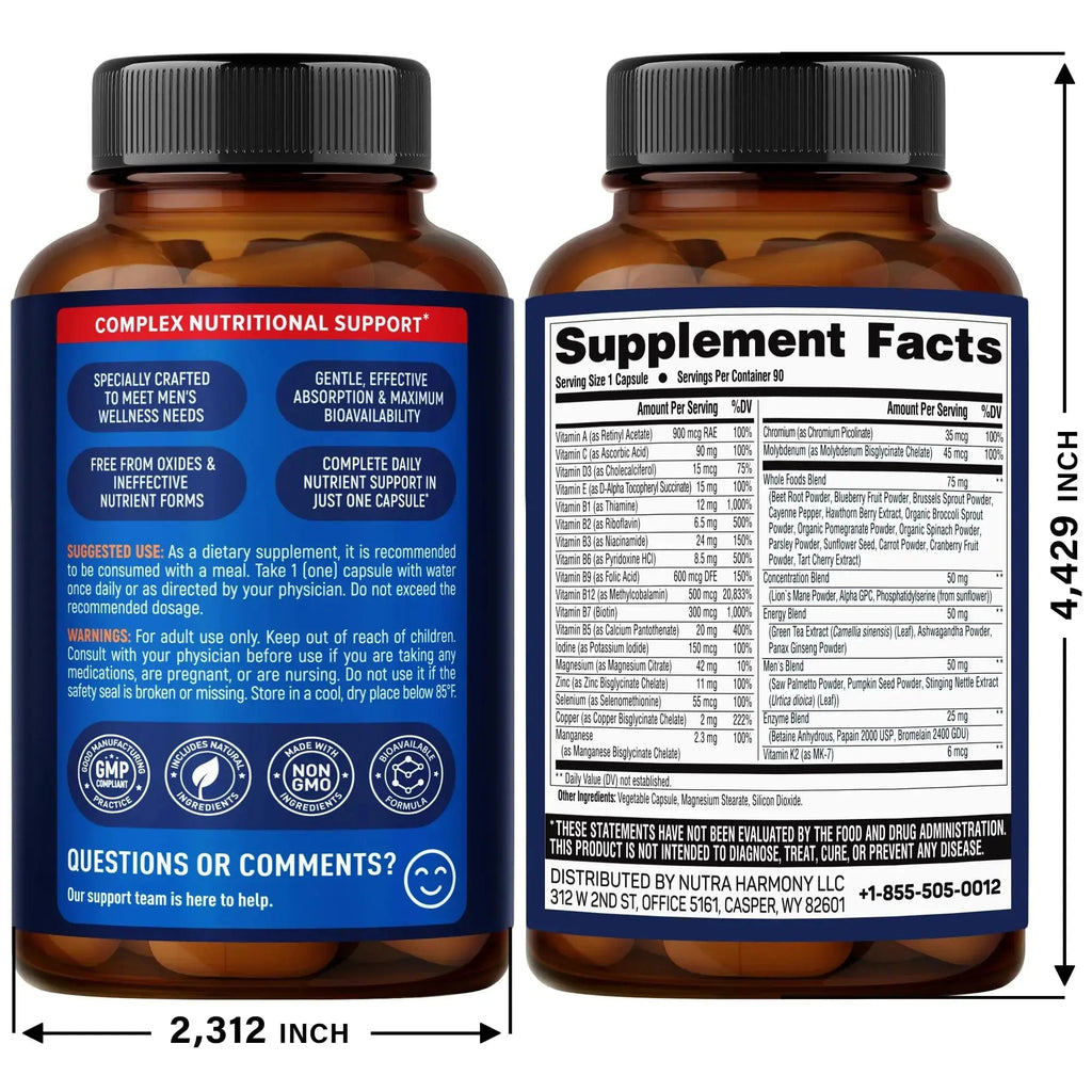 NUTRAHARMONY Multivitamins for Men & Magnesium Glycinate Capsules NUTRAHARMONY Au supplements