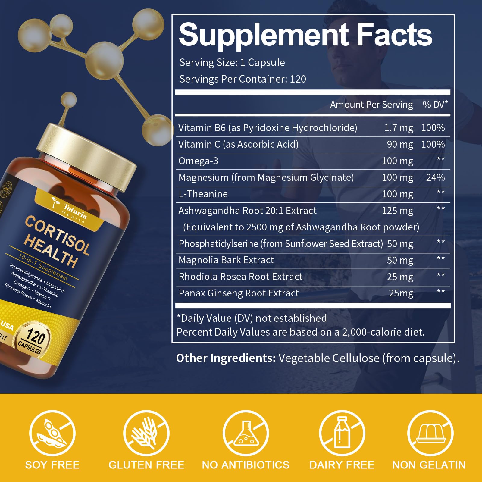 Totaria Cortisol Supplement with Ashwagandha,Magnesium,Rhodiola Rosea,L Theanine,Hormone Balance for Women 120 Vegan Capsules (Pack of 1) Totaria Au supplements
