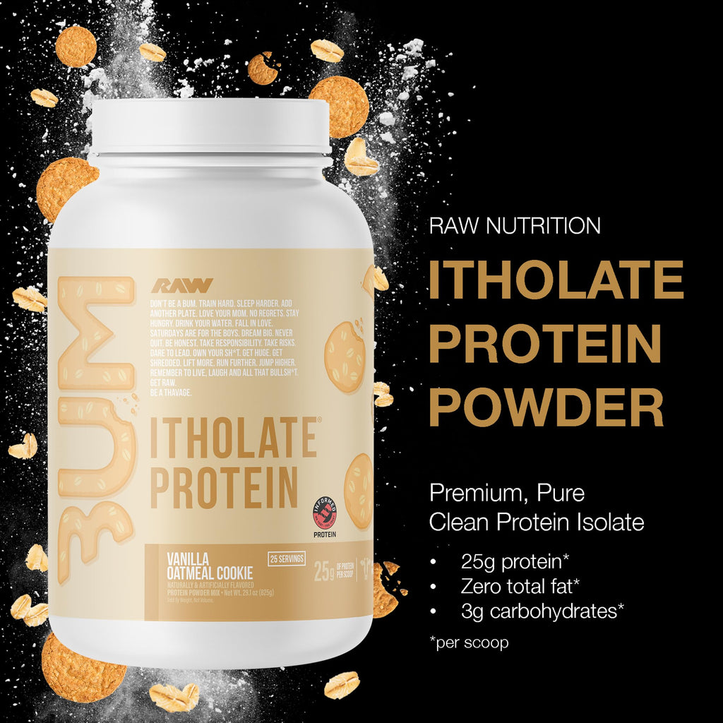 RAW Whey Isolate Protein Powder, Vanilla Oatmeal Cookie (CBUM Itholate Protein) - 100% Grass-Fed Sports Nutrition for Muscle Growth & Recovery - Low-Fat, Low Carb