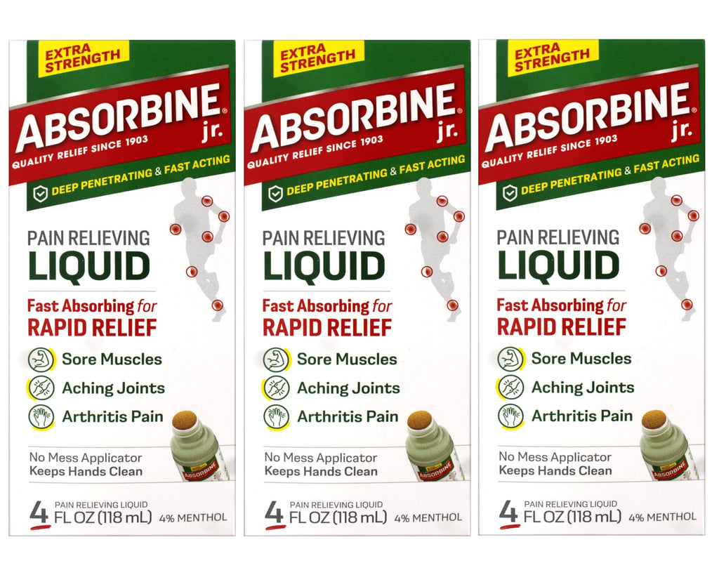 ABSORBINE JR. Extra Strength Pain Relieving Liquid, for Muscle, Joints, Arthritis Pain, with No-Mess Applicator, 4 Oz (Pack of 3) ABSORBINE JR. Au supplements