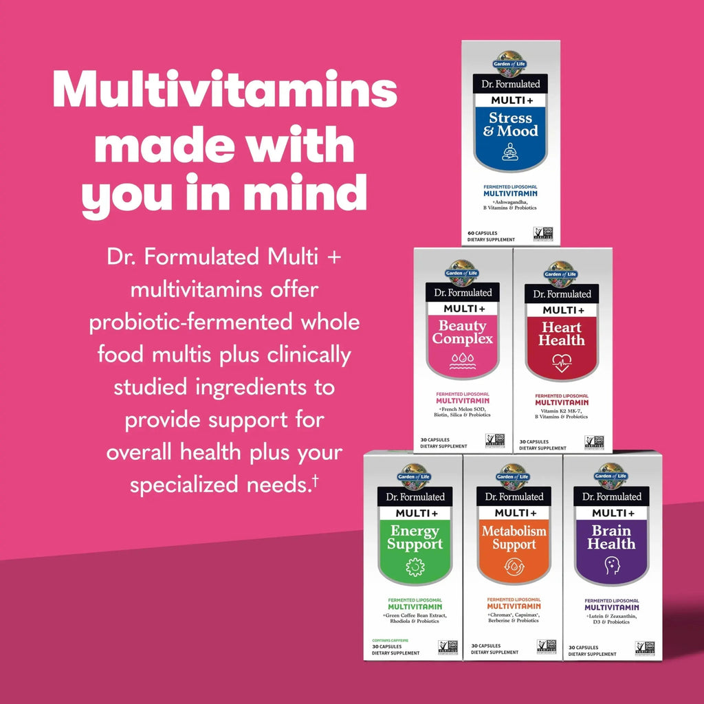 Garden of Life Dr Formulated Multi+ Beauty Complex Fermented Liposomal Multivitamin Plus Hair Skin and Nails Vitamins, French Melon SOD Garden of Life Au supplements