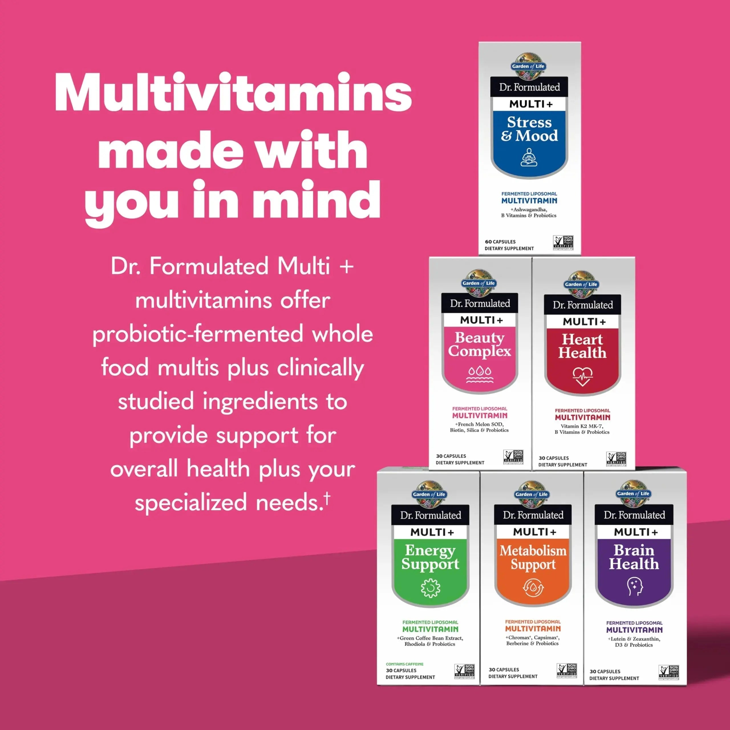 Garden of Life Dr Formulated Multi+ Beauty Complex Fermented Liposomal Multivitamin Plus Hair Skin and Nails Vitamins, French Melon SOD Garden of Life Au supplements