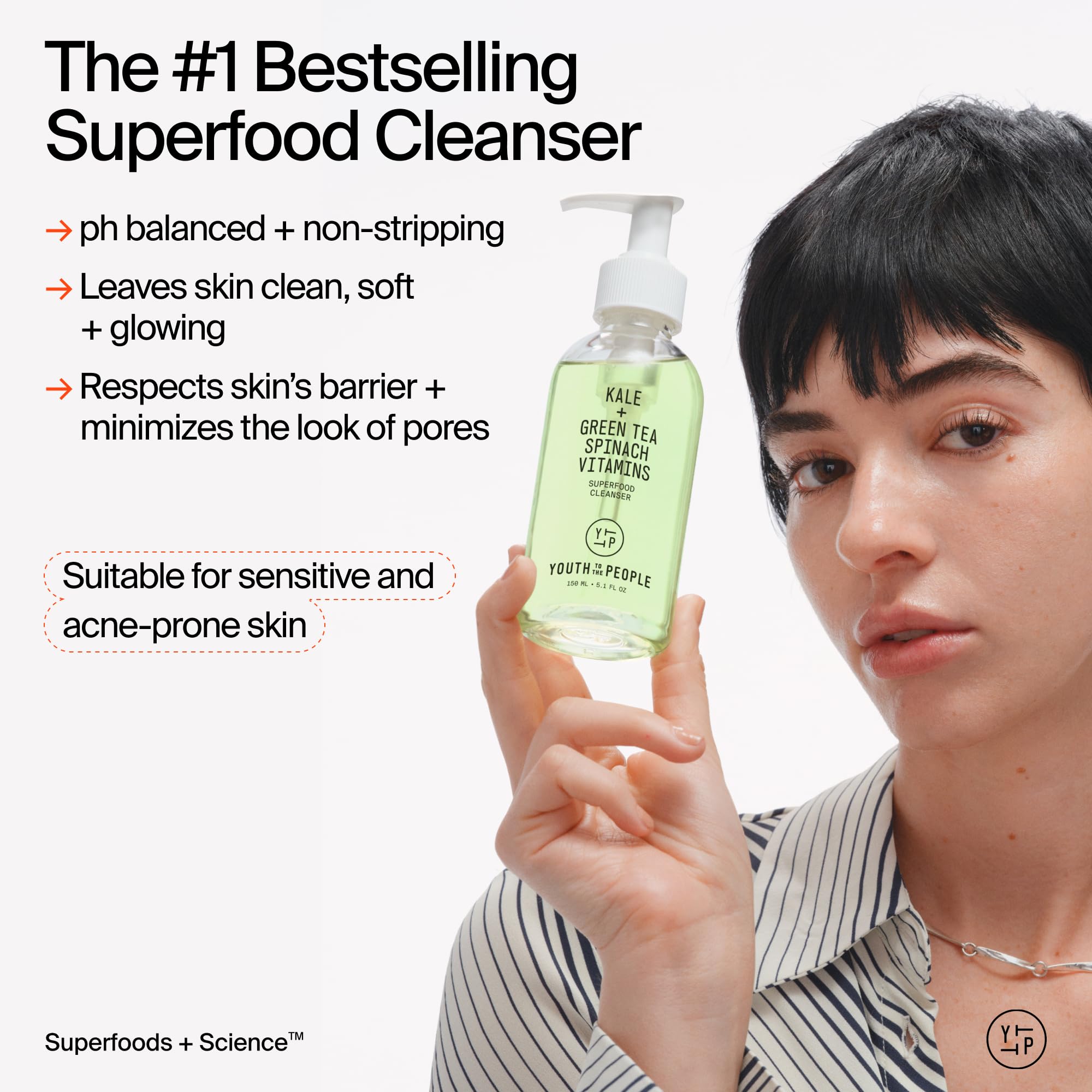 Youth To The People Superfood Facial Cleanser Full Size - Kale + Green Tea Daily Face Wash