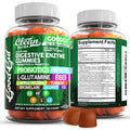 Clean Nutraceuticals Digestive Enzymes with Probiotics & Prebiotics for Digestive Health Gummies & L-Glutamine for Gut Health Bromelain Apple Pectin Inulin FOS Plant