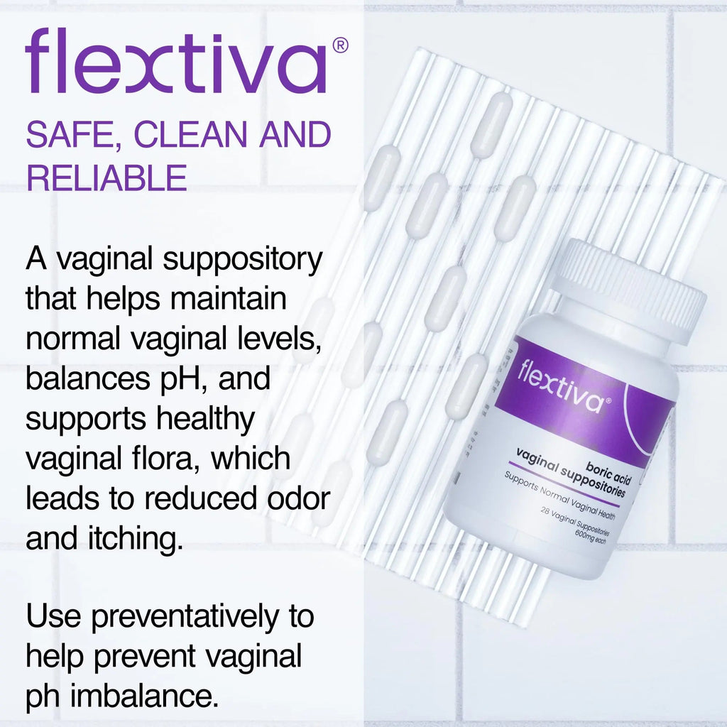 Flextiva Boric Acid Vaginal Suppositories - Boric Acid Pills for Women - Vaginal Health pH Balance for Women Flextiva Au supplements