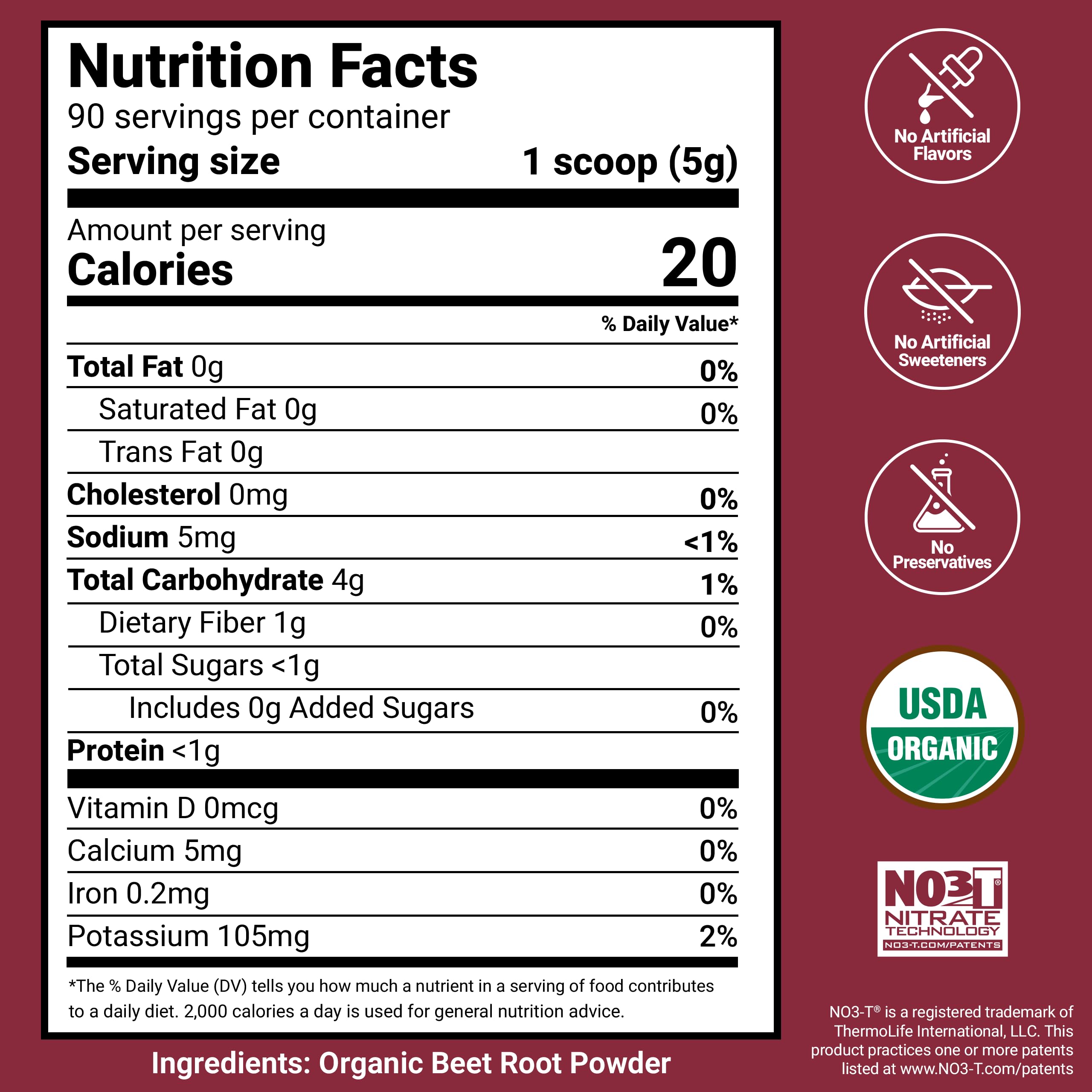 Force Factor Total Beets Organic Beetroot Powder Superfood to Boost Daily Nutrition, USDA Organic, Vegan, Gluten-Free