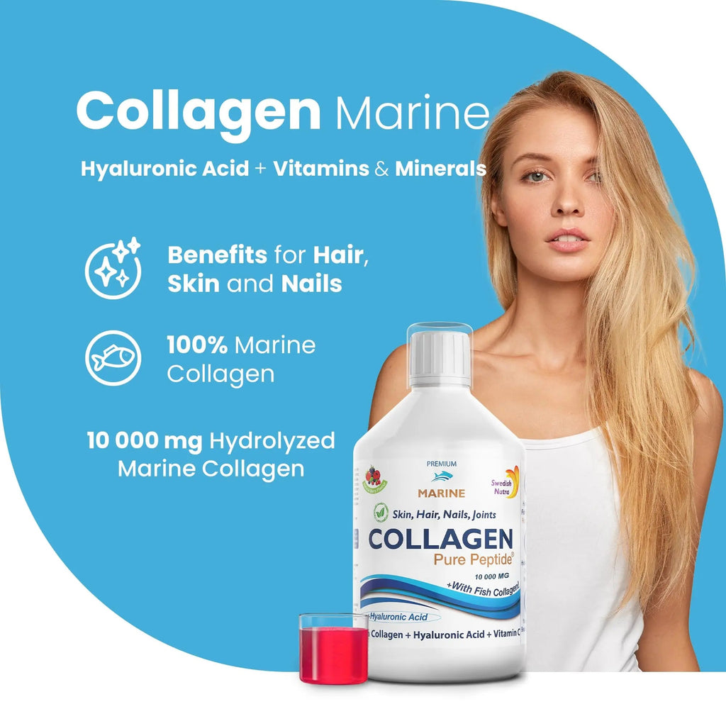 Marine Liquid Collagen 10000mg 500 ml I Pure Hydrolyzed Collagen Peptides Swedish Nutra Au supplements