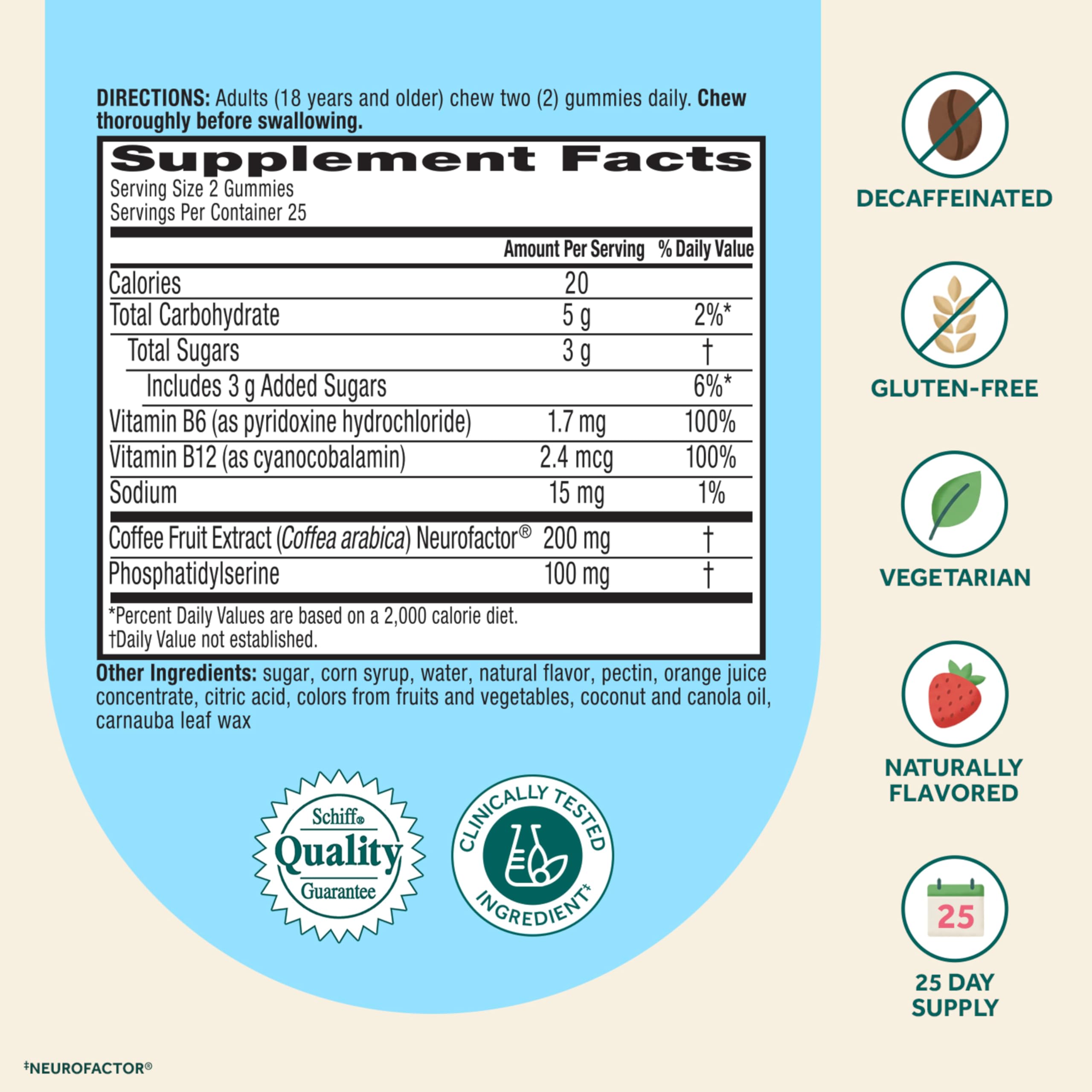 NEURIVA Plus Decaffeinated Nootropic Brain Supplement for Memory, Focus & Concentration & Cognitive Function, Clinically Tested NeuroFactor, Phosphatidylserine, Vitamins B6 B12,50ct Strawberry Gummies NEURIVA Au supplements