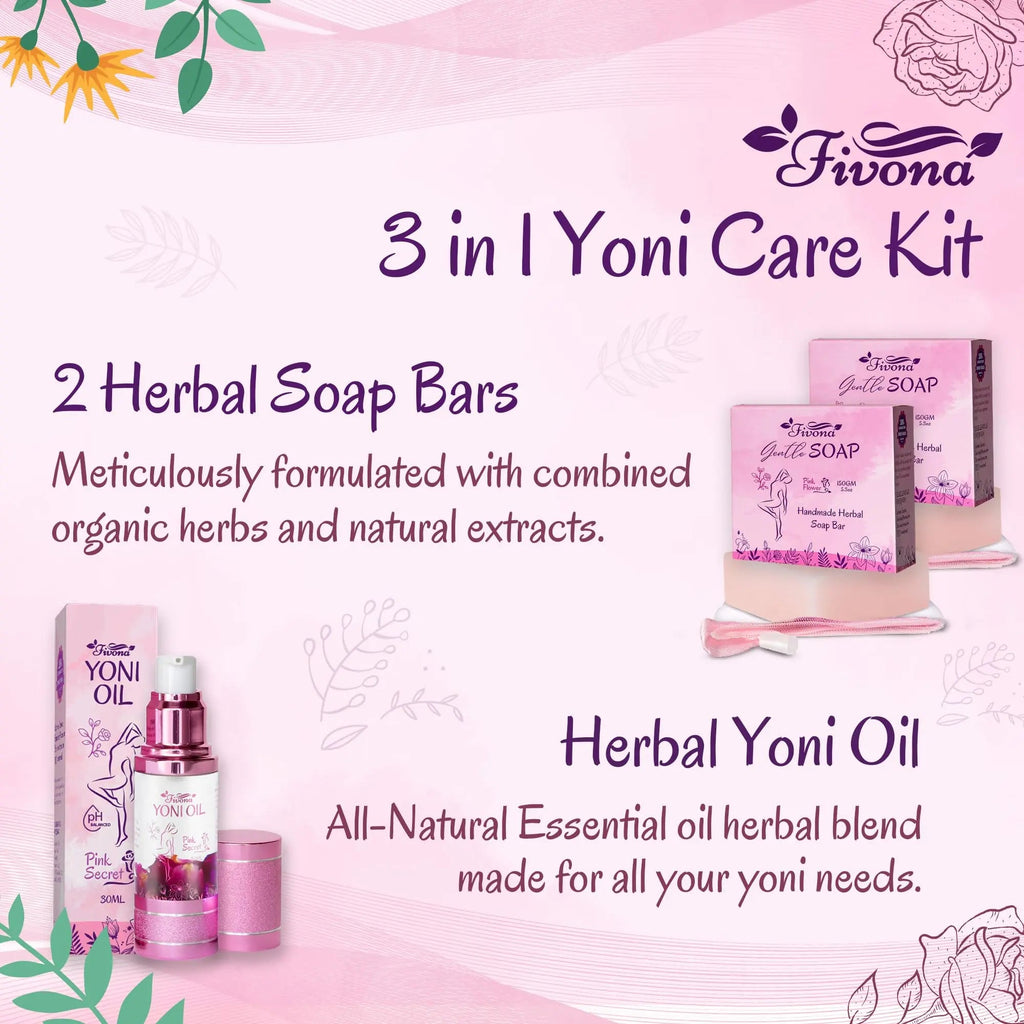 FIVONA 3 in 1 Set of Yoni Oil with 2 Yoni Soap Bars - Feminine pH Balanced Natural Vaginal Oil 30 ml FIVONA Au supplements