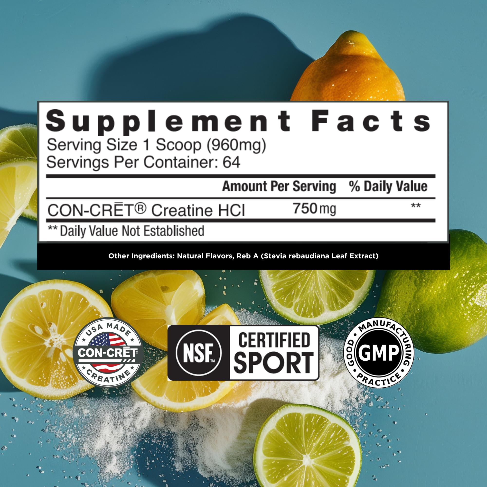 CON-CRET Creatine HCl Powder | Muscle, Cognitive, Cellular Energy Support | No Bloating or Cramps | USA Made & NSF Certified