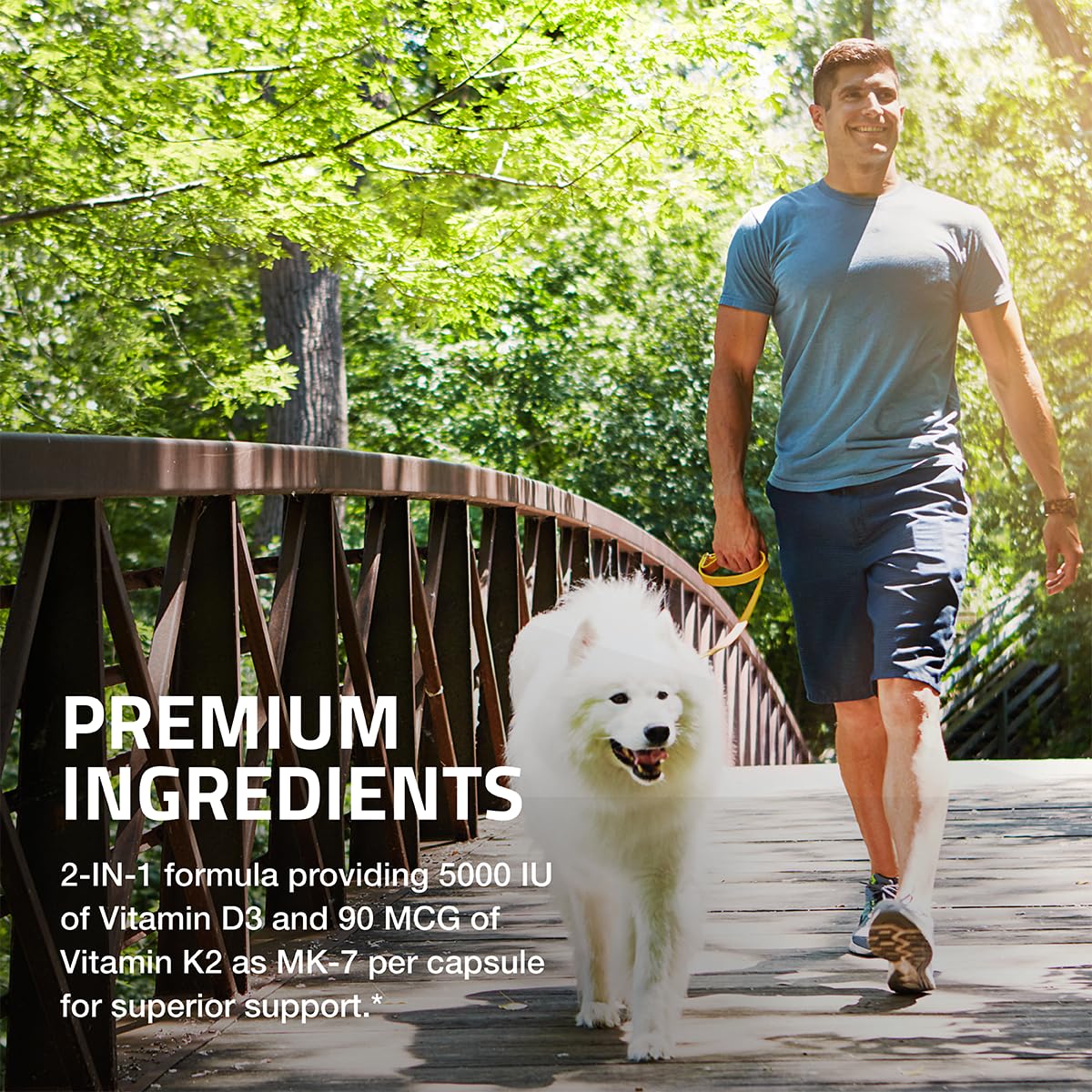 Bronson Vitamin K2 D3 (MK7) Supplement Non-GMO Formula Vitamin D3 5000IU (125 mcg) & 90 mcg K2 MK-7
