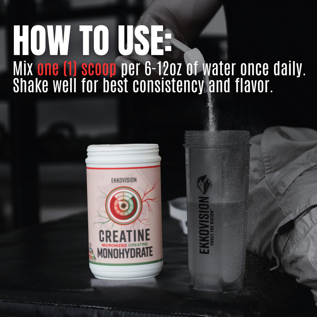 Ekkovision Creatine Monohydrate Powder, Micronized, Unflavored, Pre Workout & Post Workout Supplement for Men and Women, Energy Support, Easy to Mix in Shakes