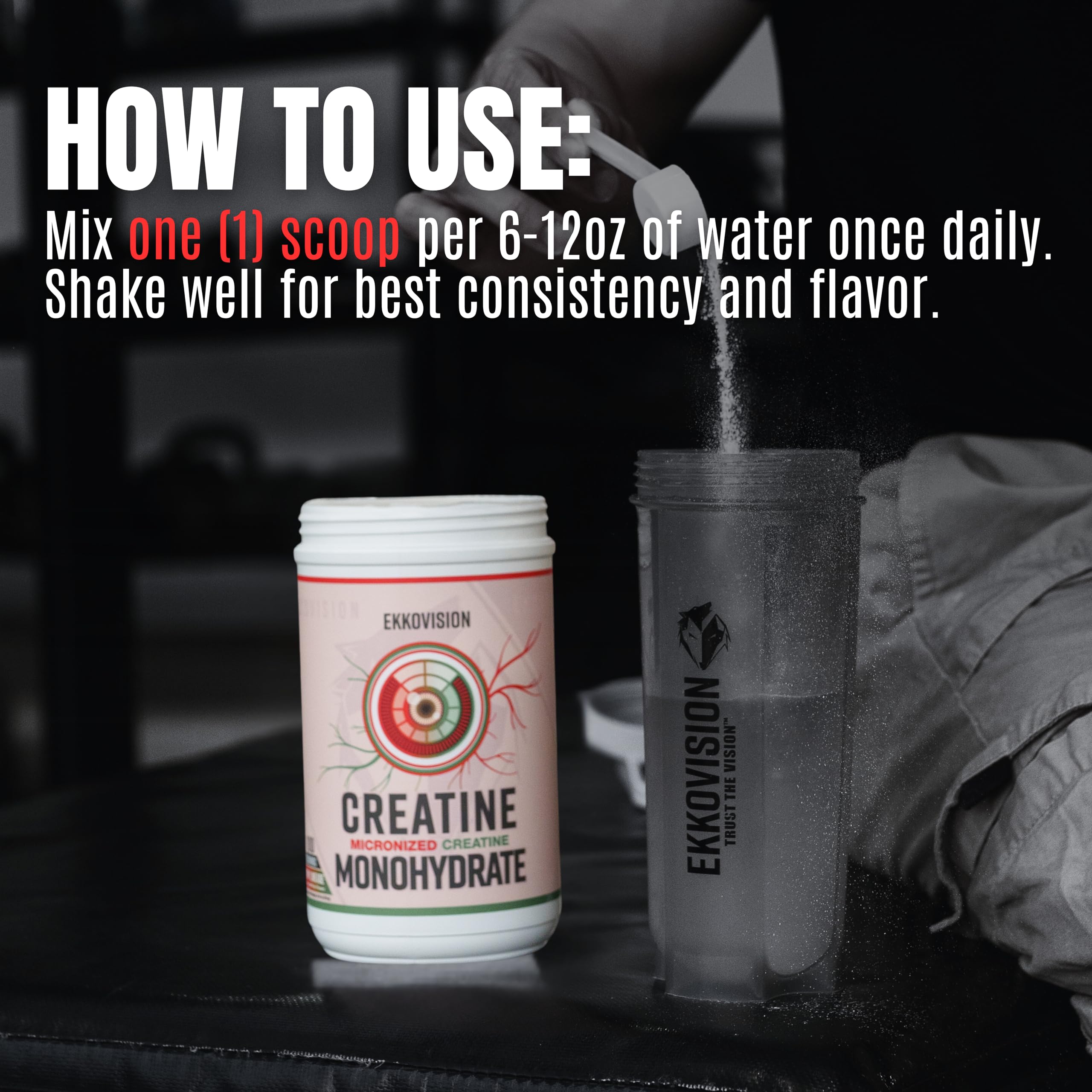 Ekkovision Creatine Monohydrate Powder, Micronized, Unflavored, Pre Workout & Post Workout Supplement for Men and Women, Energy Support, Easy to Mix in Shakes