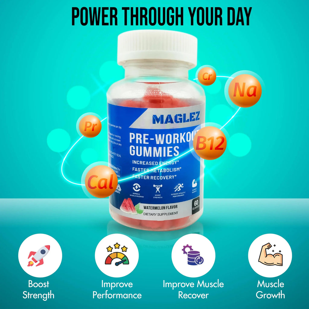 Maglez, Pre Workout Gummies for Men & Women, PreWorkout Gummy with Beta Alanine MAGLEZ Au supplements