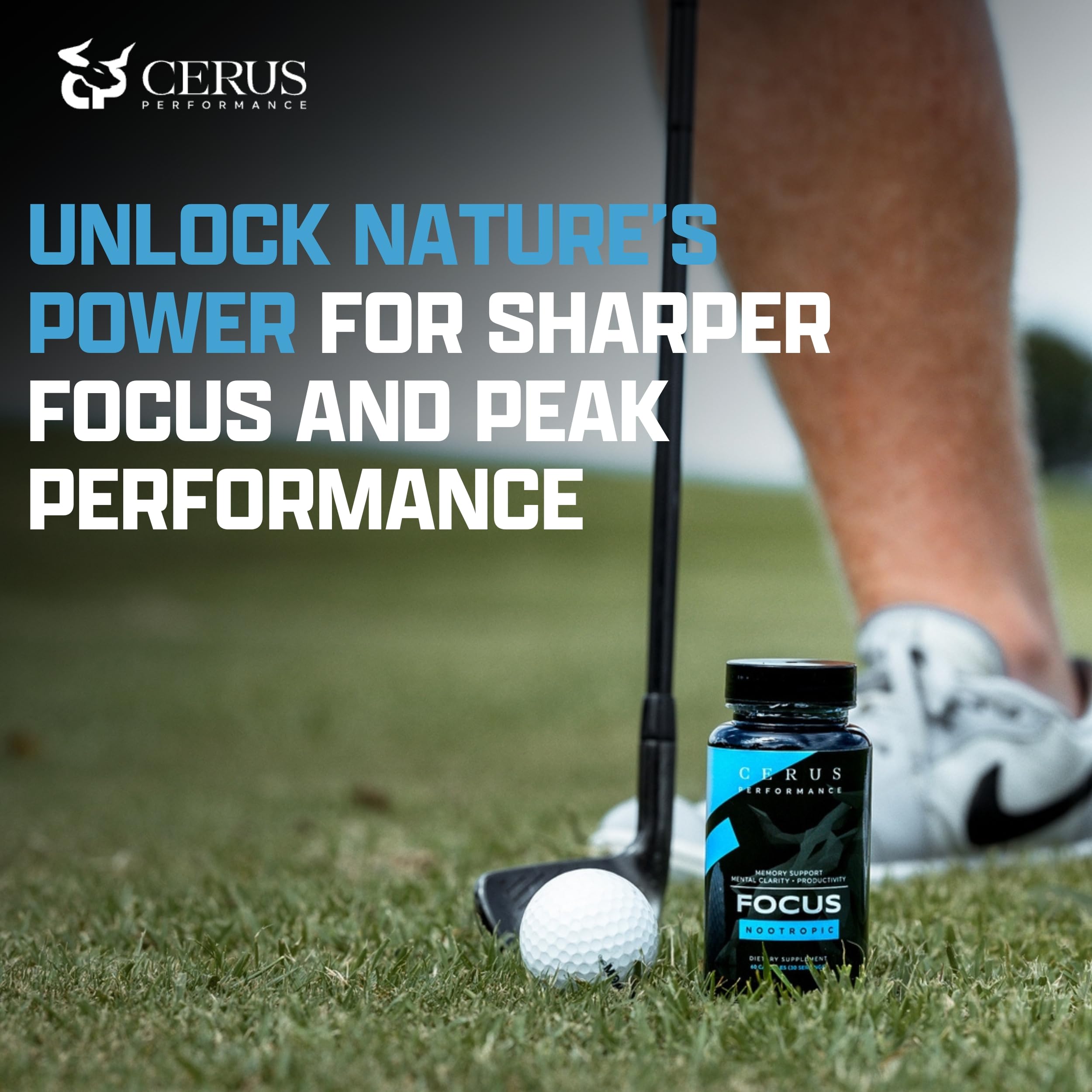 Cerus Performance Focus Nootropic Supplement - Enhances Mental Clarity, Boosts Memory & Cognitive Function, Improves Alertness - Ideal for Athletes & Fitness Enthusiasts - 60 Capsules Cerus Au supplements