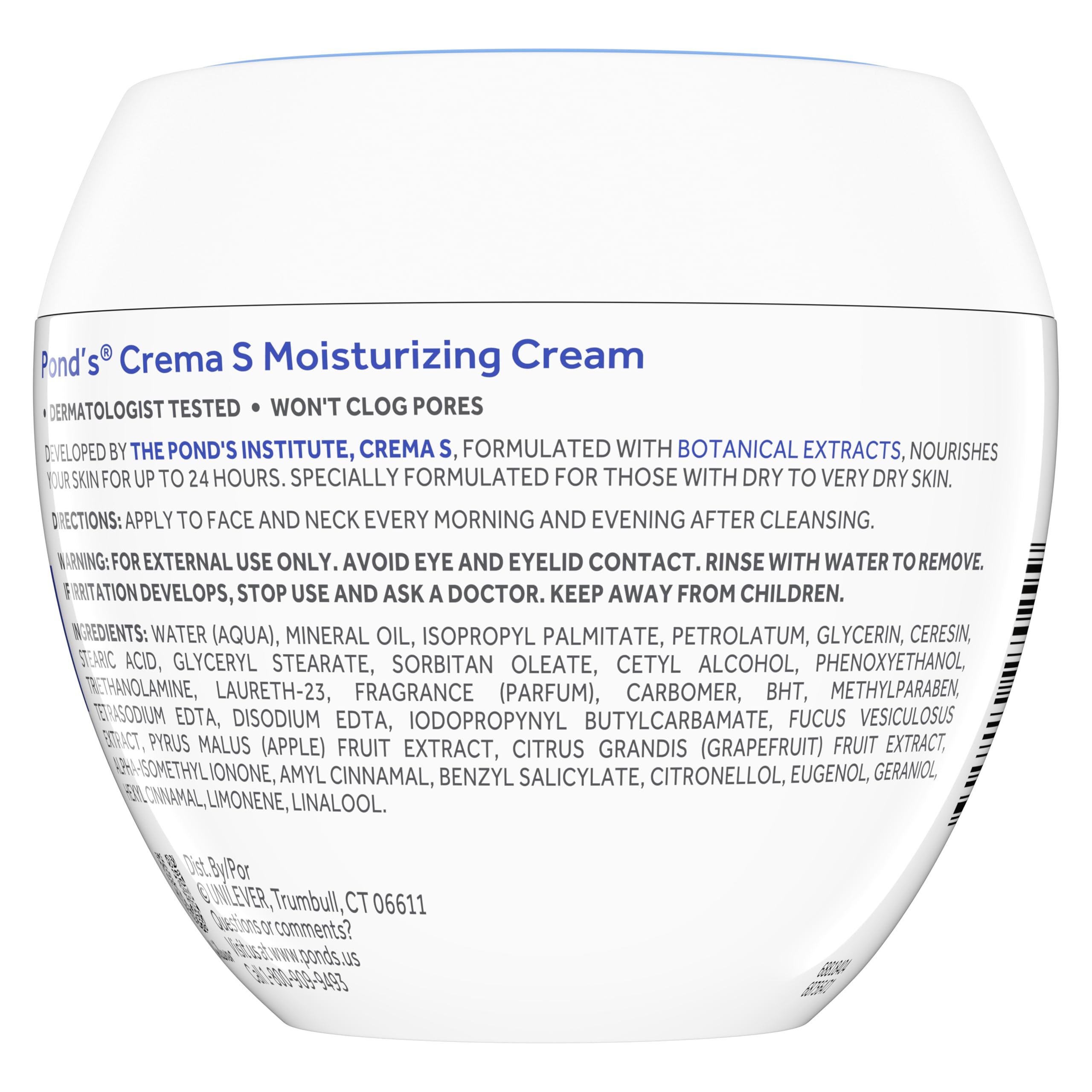 Pond's Nourishing Moisturizing Cream, Crema S, Fragrance Free, Ivory, 14.1 Oz