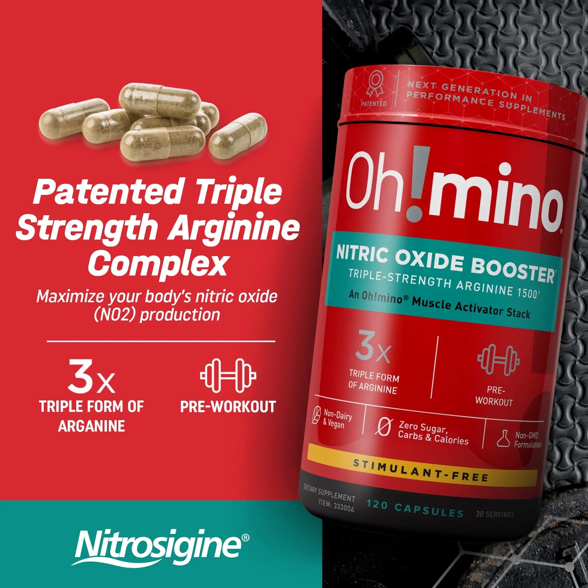 Oh!mino Nitric Oxide Supplement Activator Booster, Triple Strength L-Arginine for Energy Oh!mino Au supplements