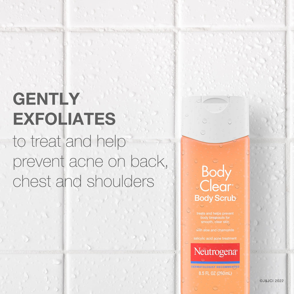 Neutrogena Body Clear Acne Body Wash and Exfoliating Body Scrub, 2% Salicylic Acid Cleanser, Chest, Shoulder & Back Acne Treatment