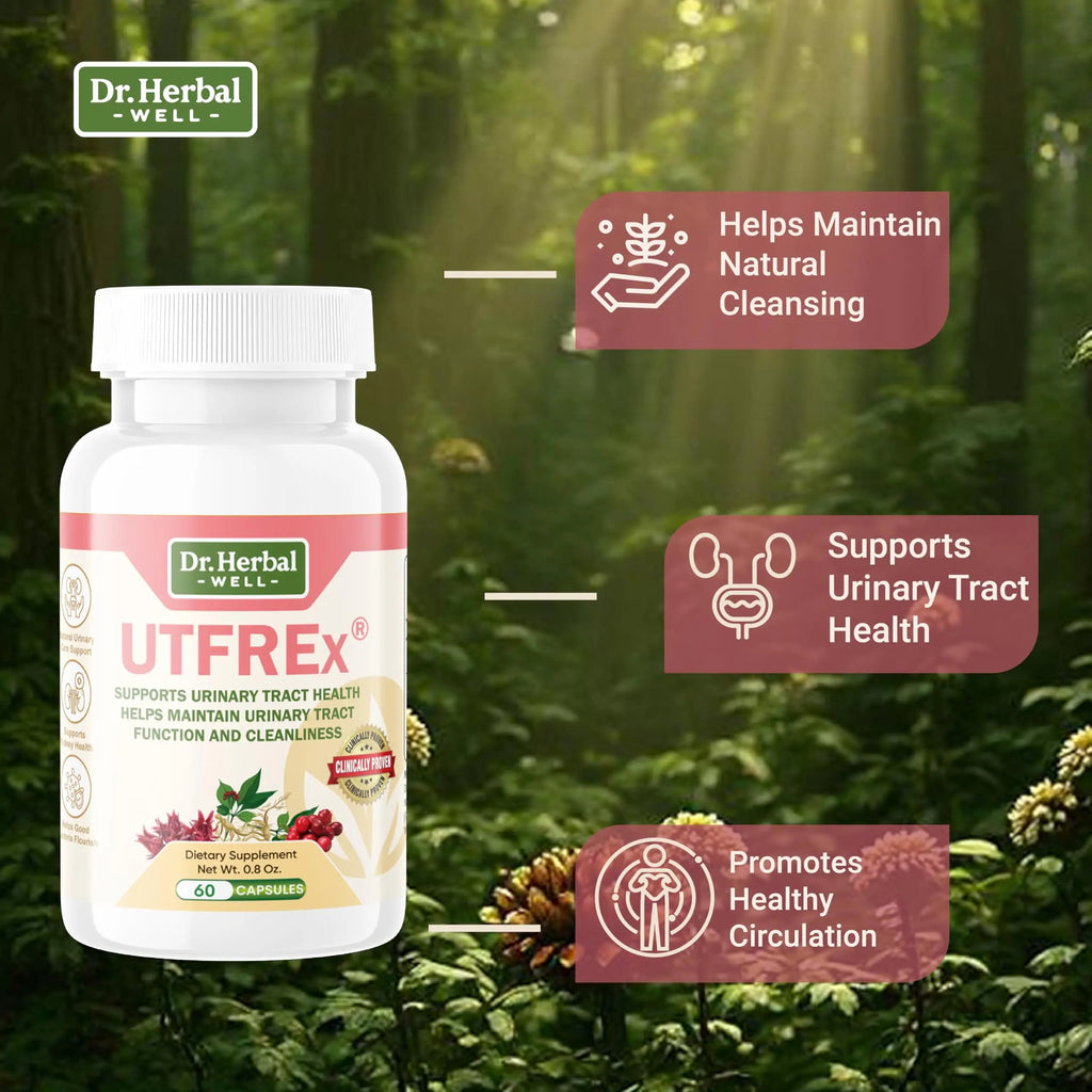 DR. HERBAL WELL UTFREX Clinically Proven Urinary Tract UTI Health Supplement Natural Support Cleanse Flush Protect (No Probiotics & D-Mannose) – 60 Capsules DR. HERBAL WELL Au supplements
