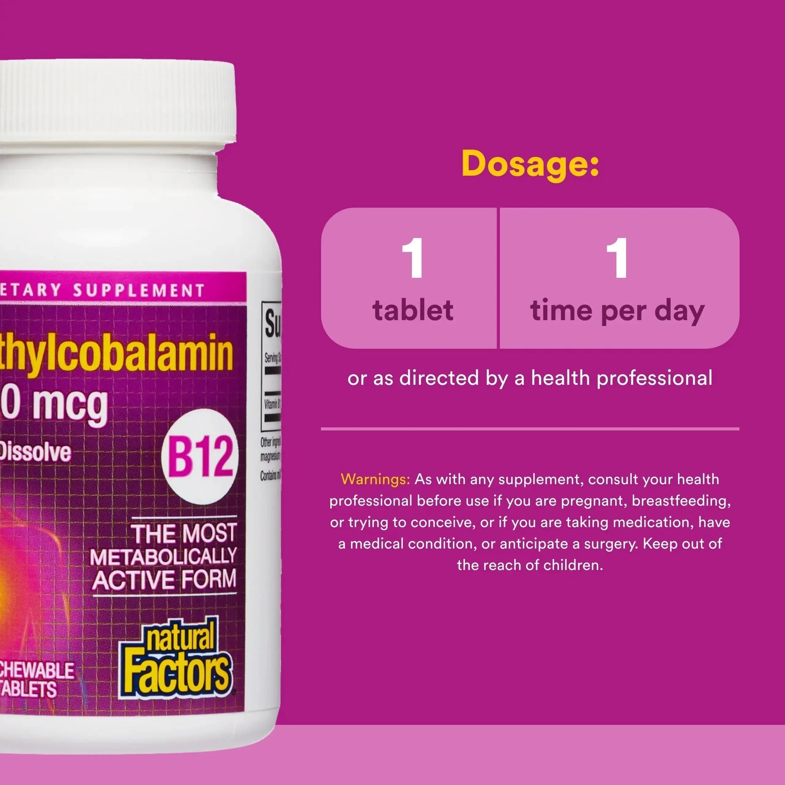 Natural Factors Methylcobalamin 1,000 mcg - Vitamin B12 Supplement in Metabolically Active Form - Supplement Supports Cll Formation Natural Factors Au supplements
