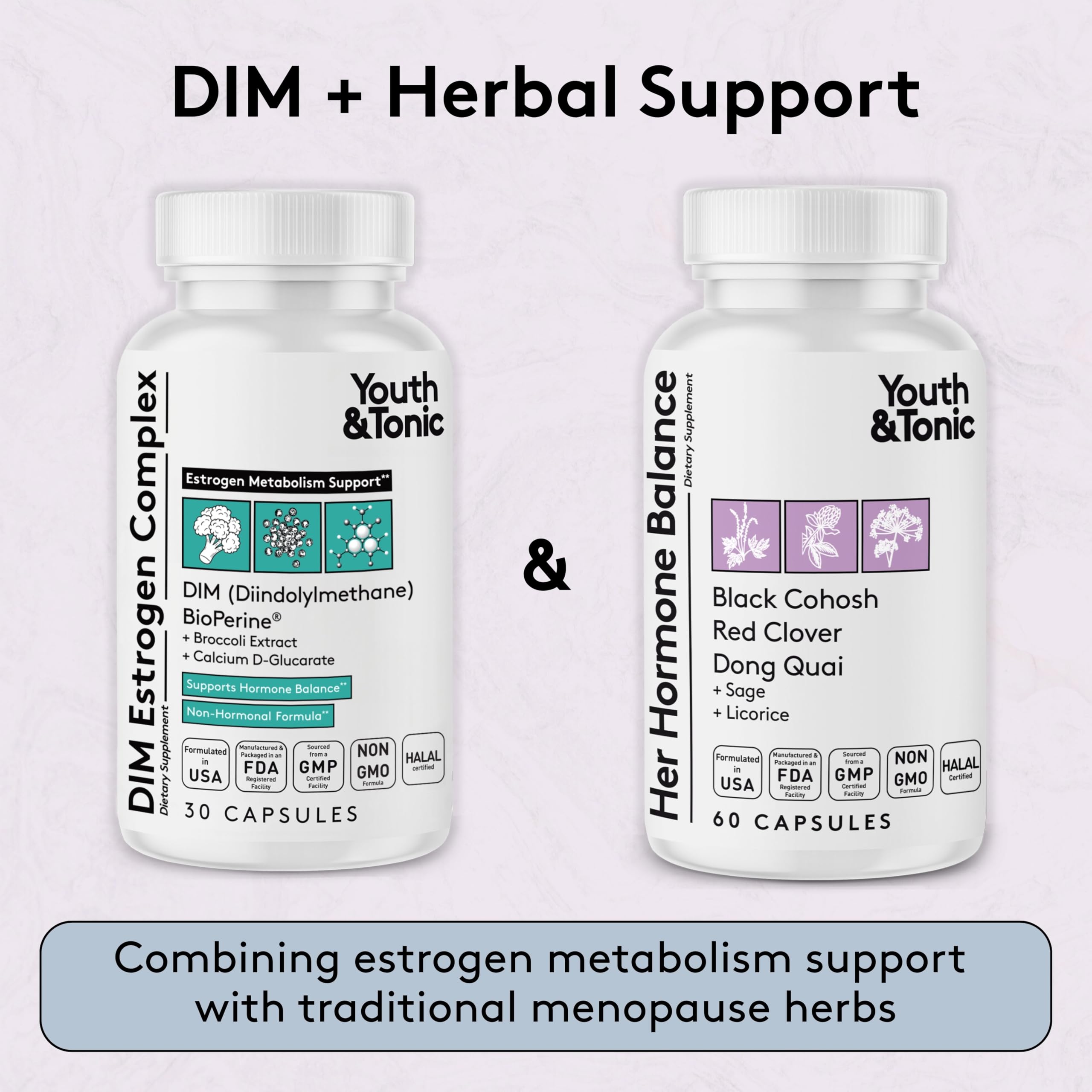 Youth & Tonic DIM Supplement for Women – Estrogen Metabolism & Hormonal Support – Menopause, Perimenopause & Premenopausal Bundle, 90 Capsules Youth & Tonic Au supplements