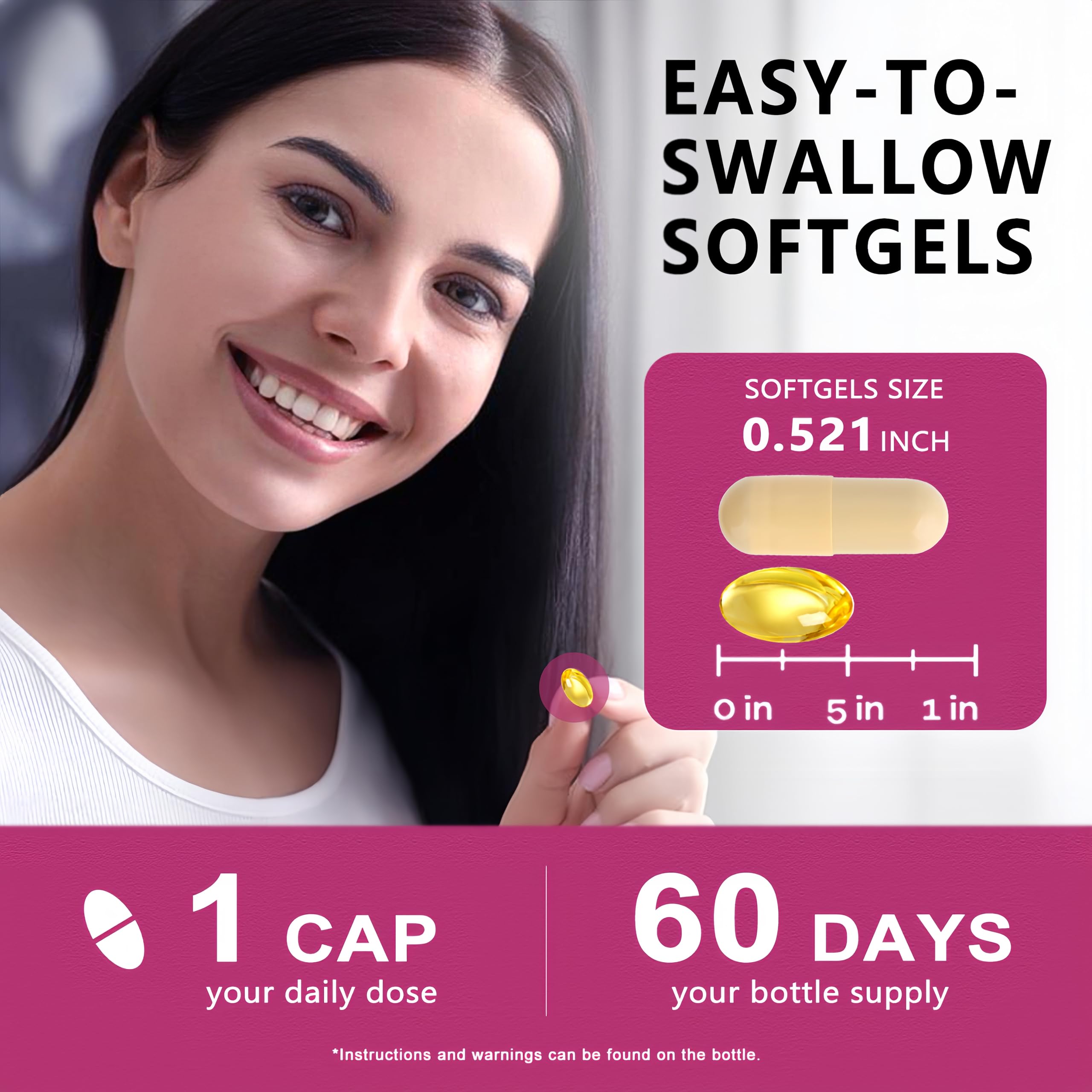Multi Collagen Peptides Softgel - Type I, II, III, V, X - Hydrolyzed Collagen Peptides with Biotin Vitamin C Hyaluronic Acid for Women & Men, Supports Skin Hair Nail & Joint, Non-GMO, 60 Servings